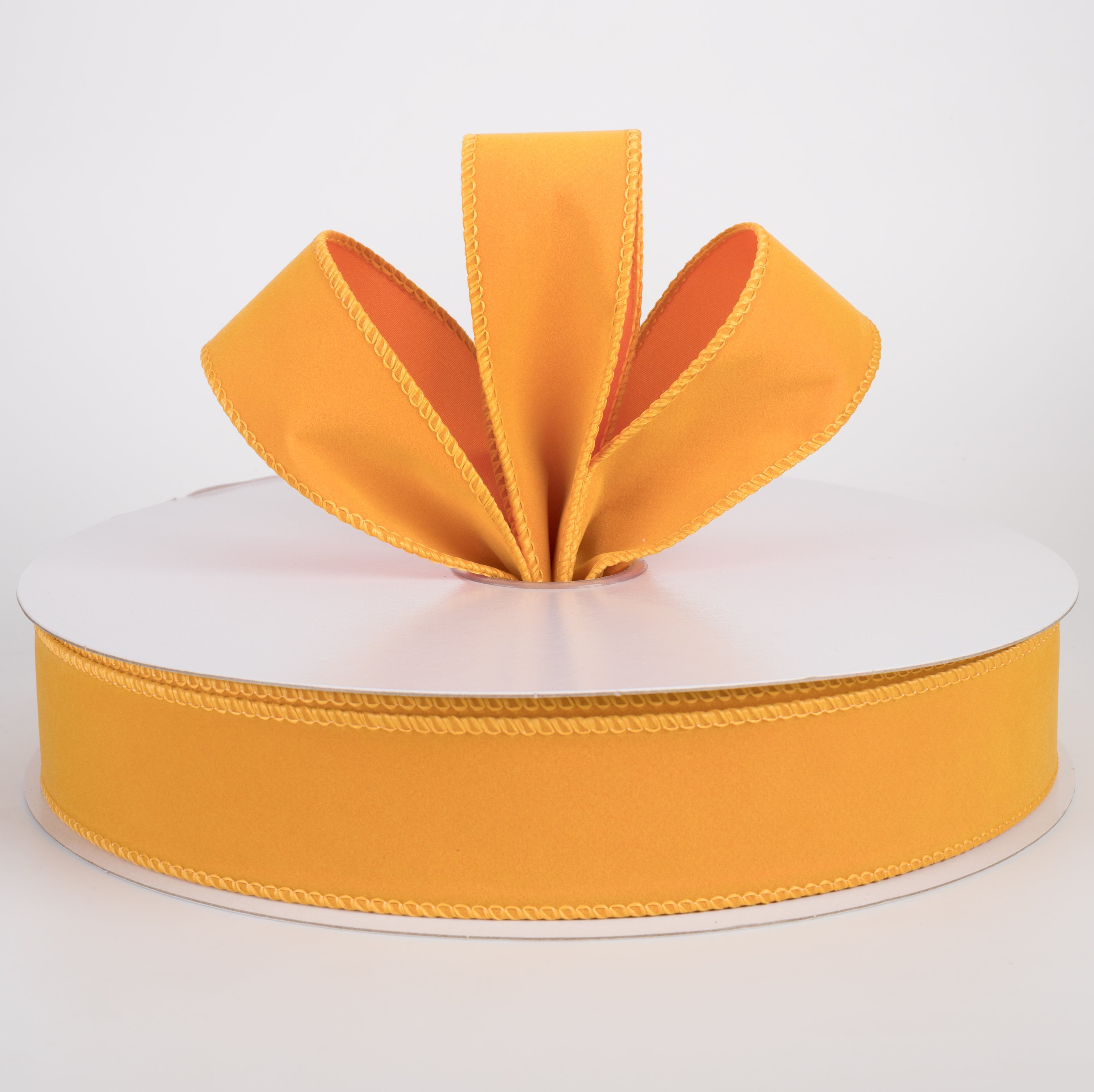 1.5" Flat Velvet Ribbon: Sunflower Yellow (50 Yards) Lifestyle Photo