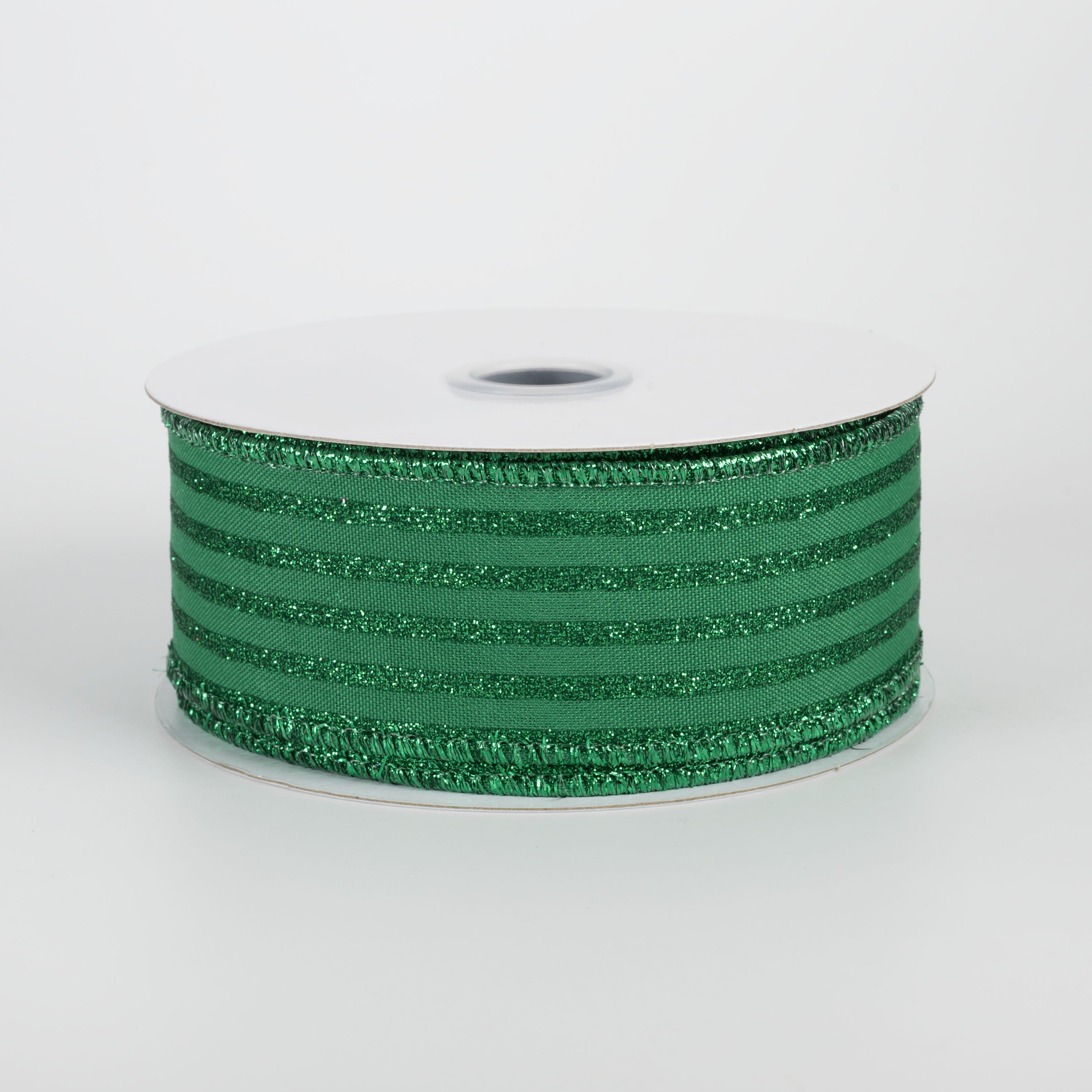 1.5" Glitter Vertical Stripe Ribbon: Emerald Green (10 Yards) Item Number: RGF197006