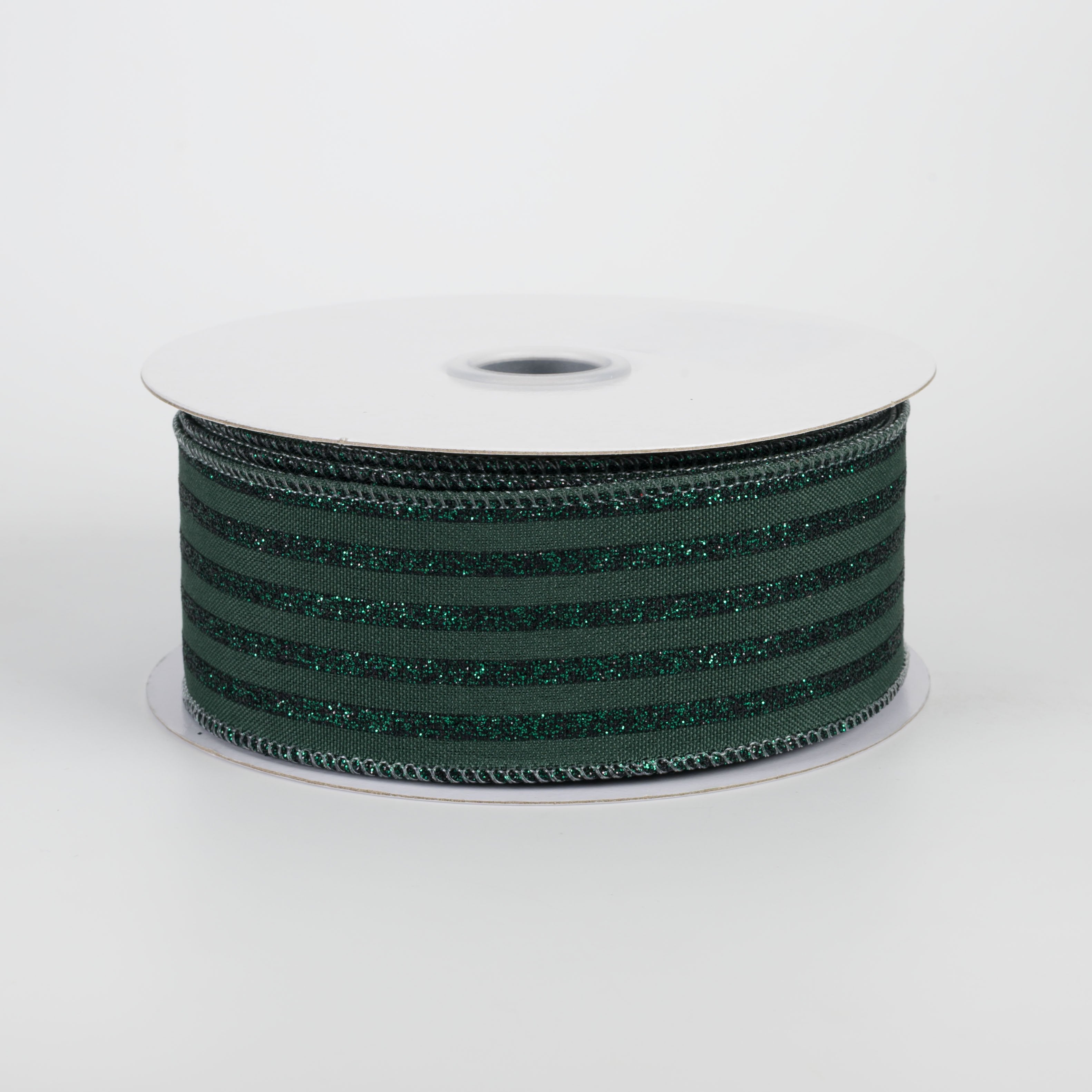 1.5" Glitter Vertical Stripe Ribbon: Hunter Green (10 Yards) Item Number: RGF197012