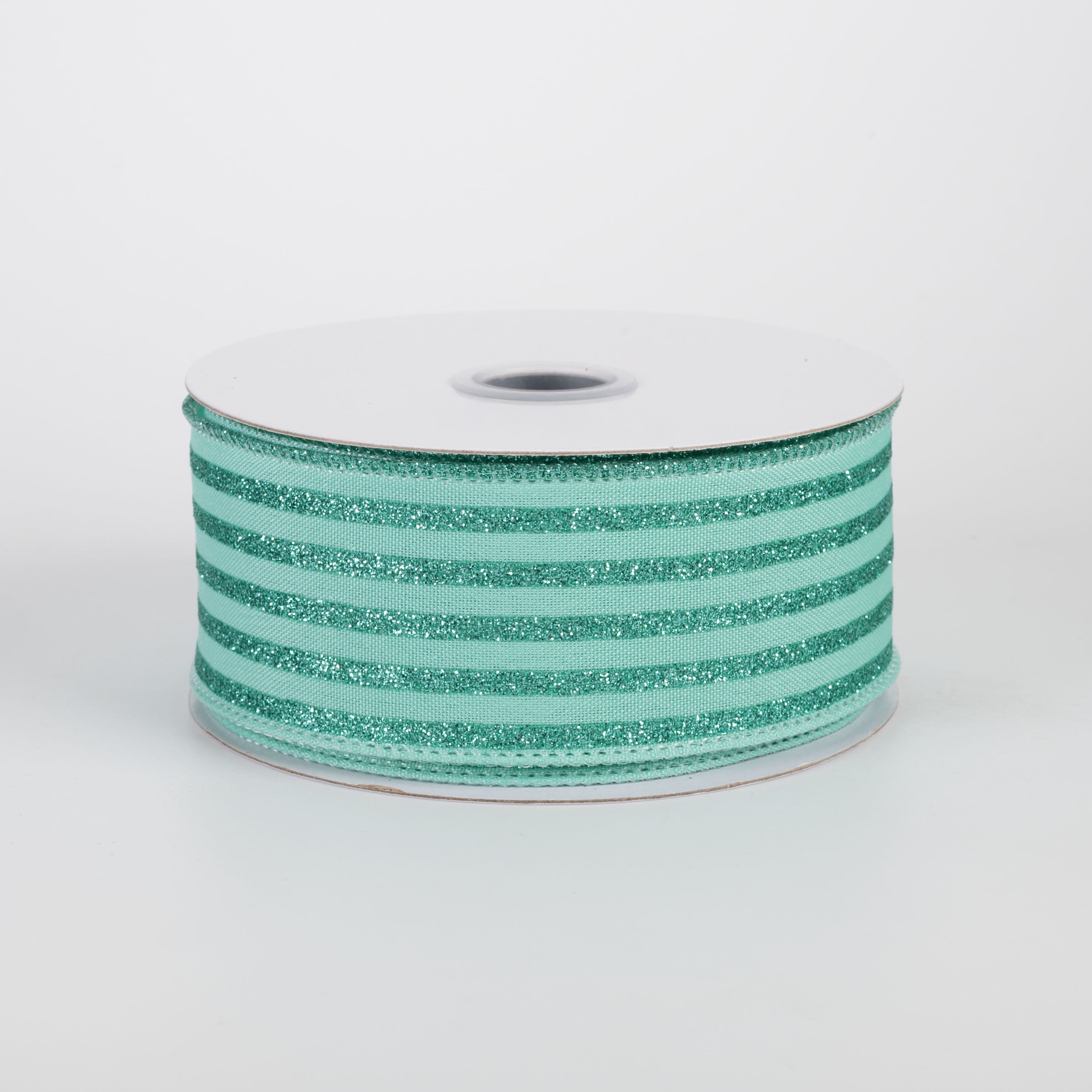 1.5" Glitter Vertical Stripe Ribbon: Mint Green (10 Yards) Item Number: RGF1970AN
