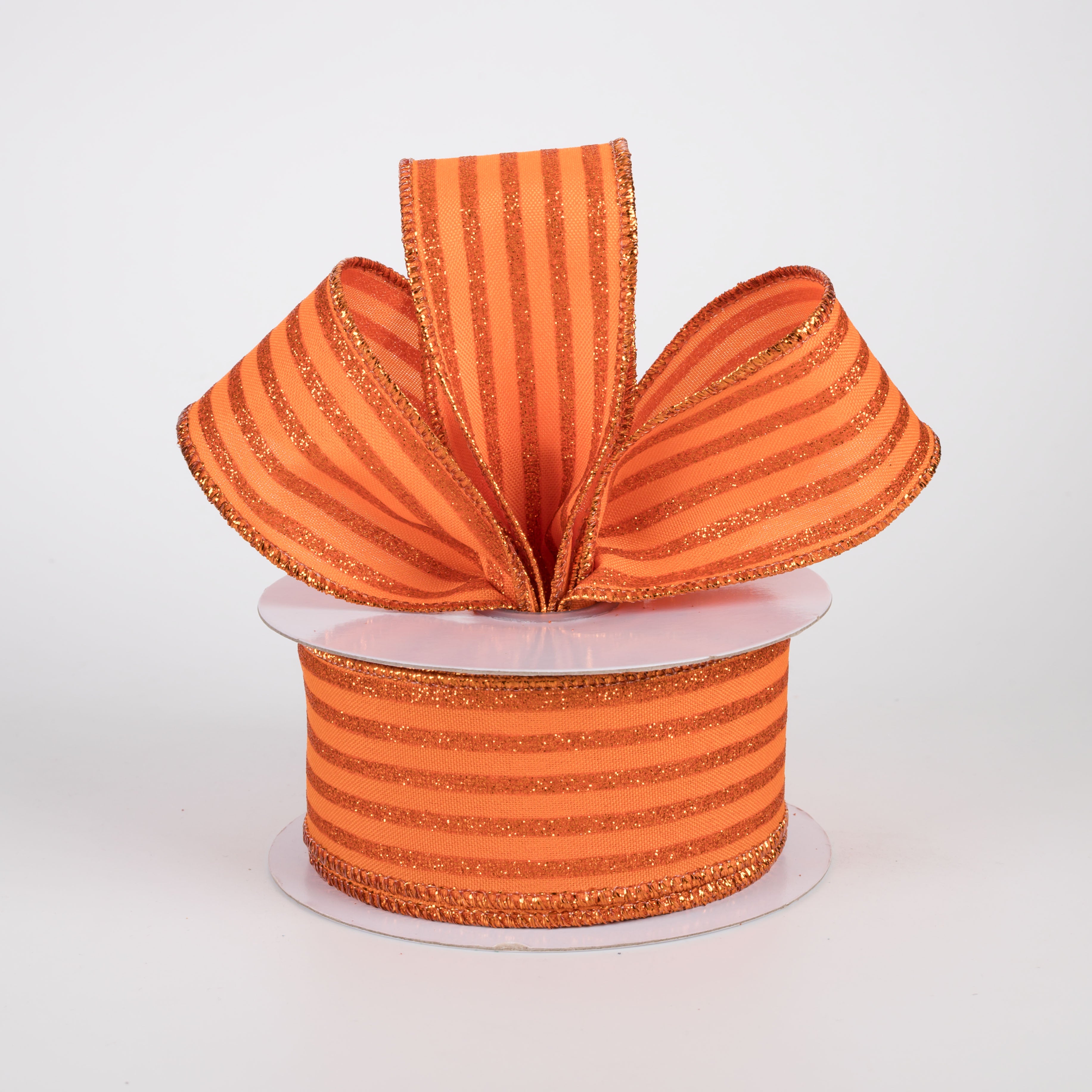 1.5" Glitter Vertical Stripe Ribbon: Orange (10 Yards) Lifestyle Photo