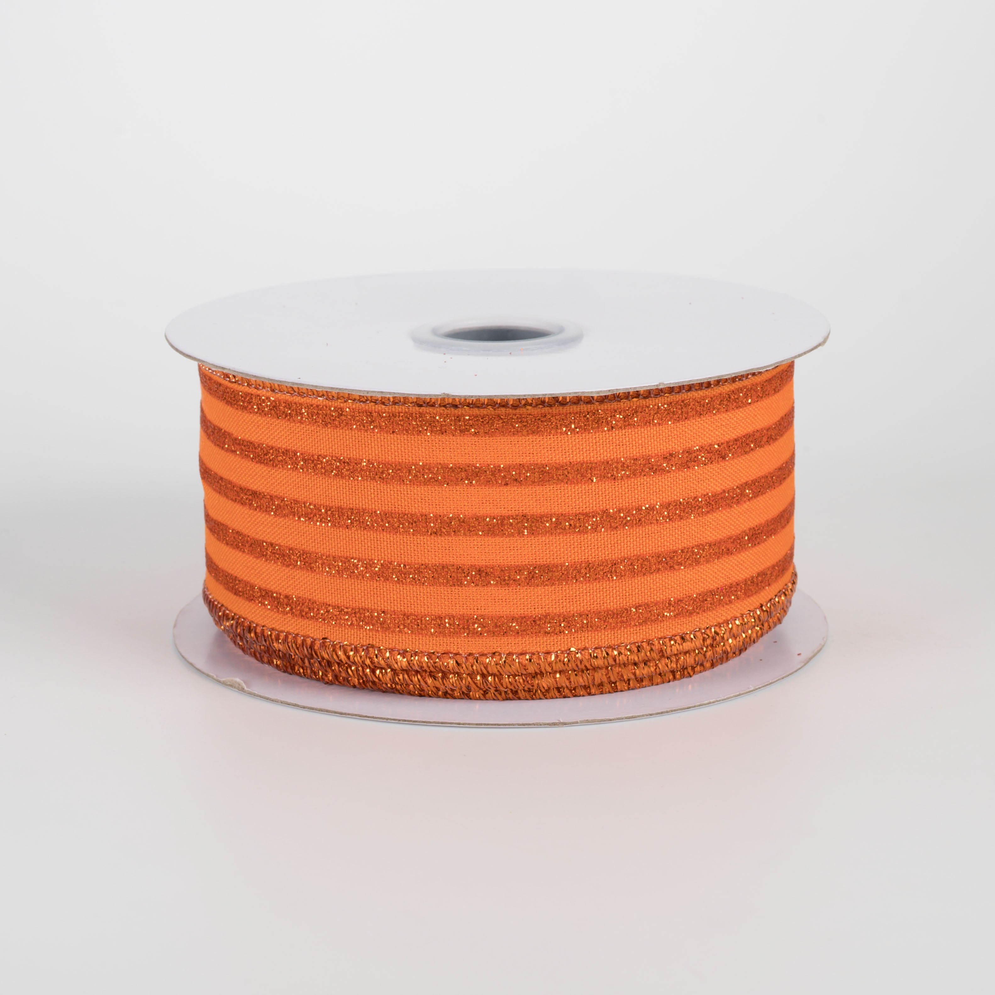 1.5" Glitter Vertical Stripe Ribbon: Orange (10 Yards) Item Number: RGF197020