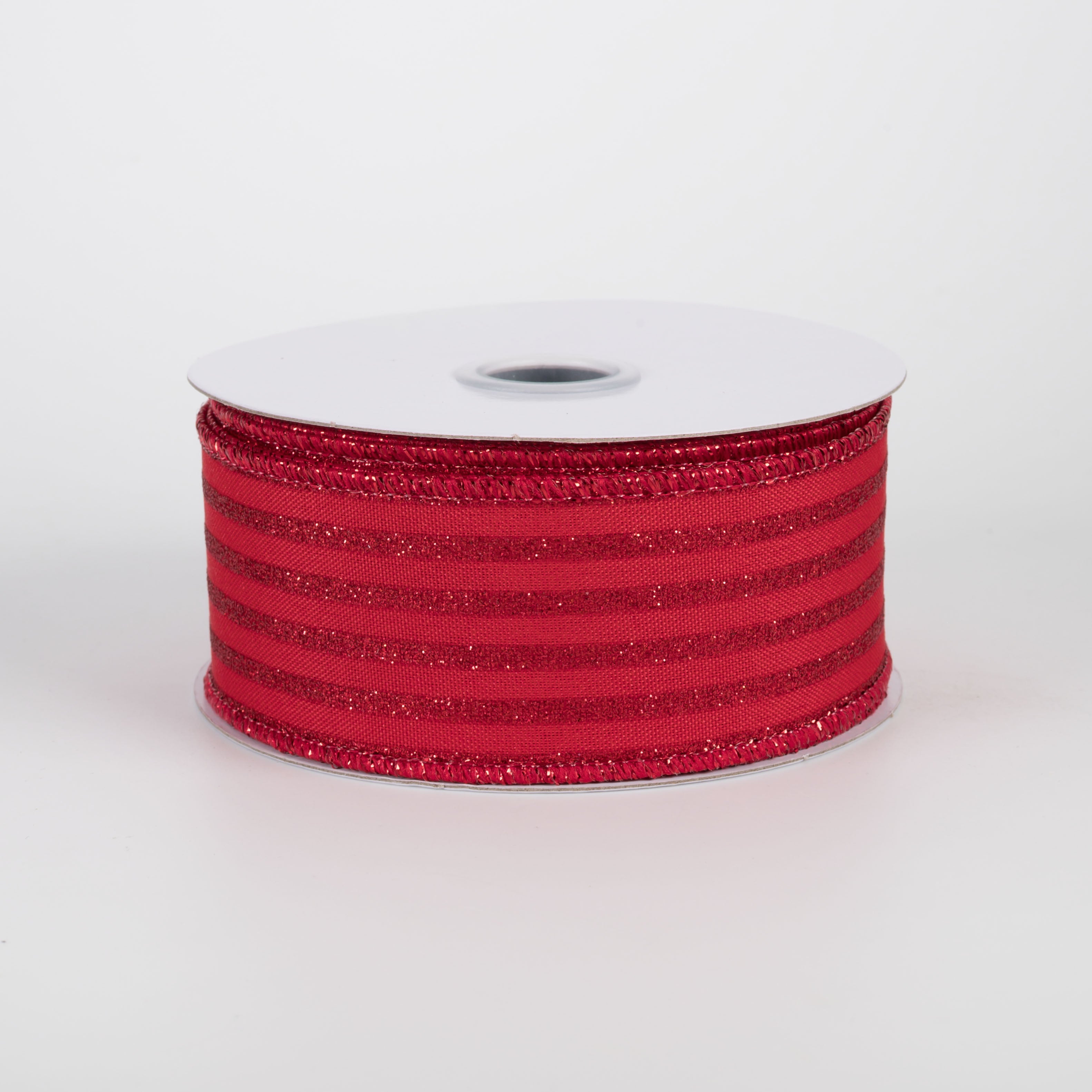 1.5" Glitter Vertical Stripe Ribbon: Red (10 Yards) Item Number: RGF197024