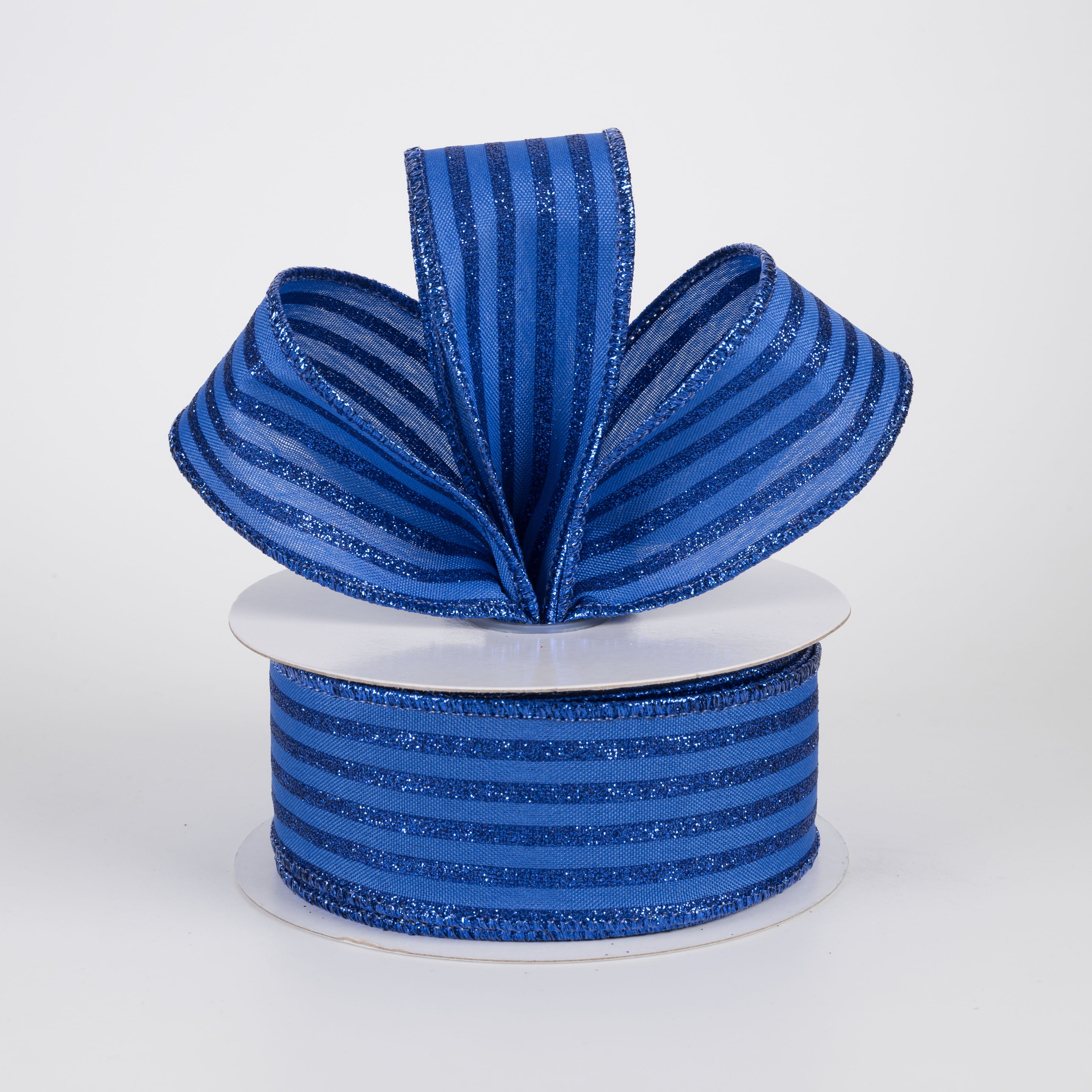 1.5" Glitter Vertical Stripe Ribbon: Royal Blue (10 Yards) Lifestyle Photo