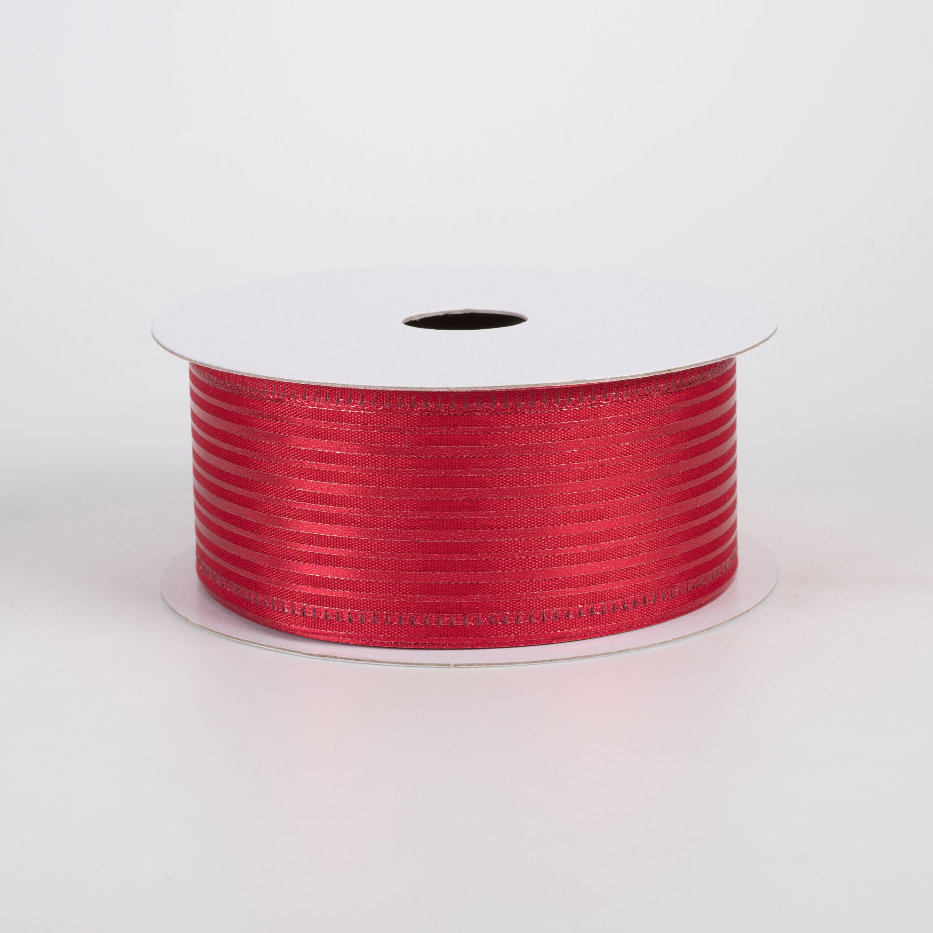 1.5" Metallic Embossed Vertical Grain Satin Ribbon: Red (10 Yards) Item Number: 76555-09-12