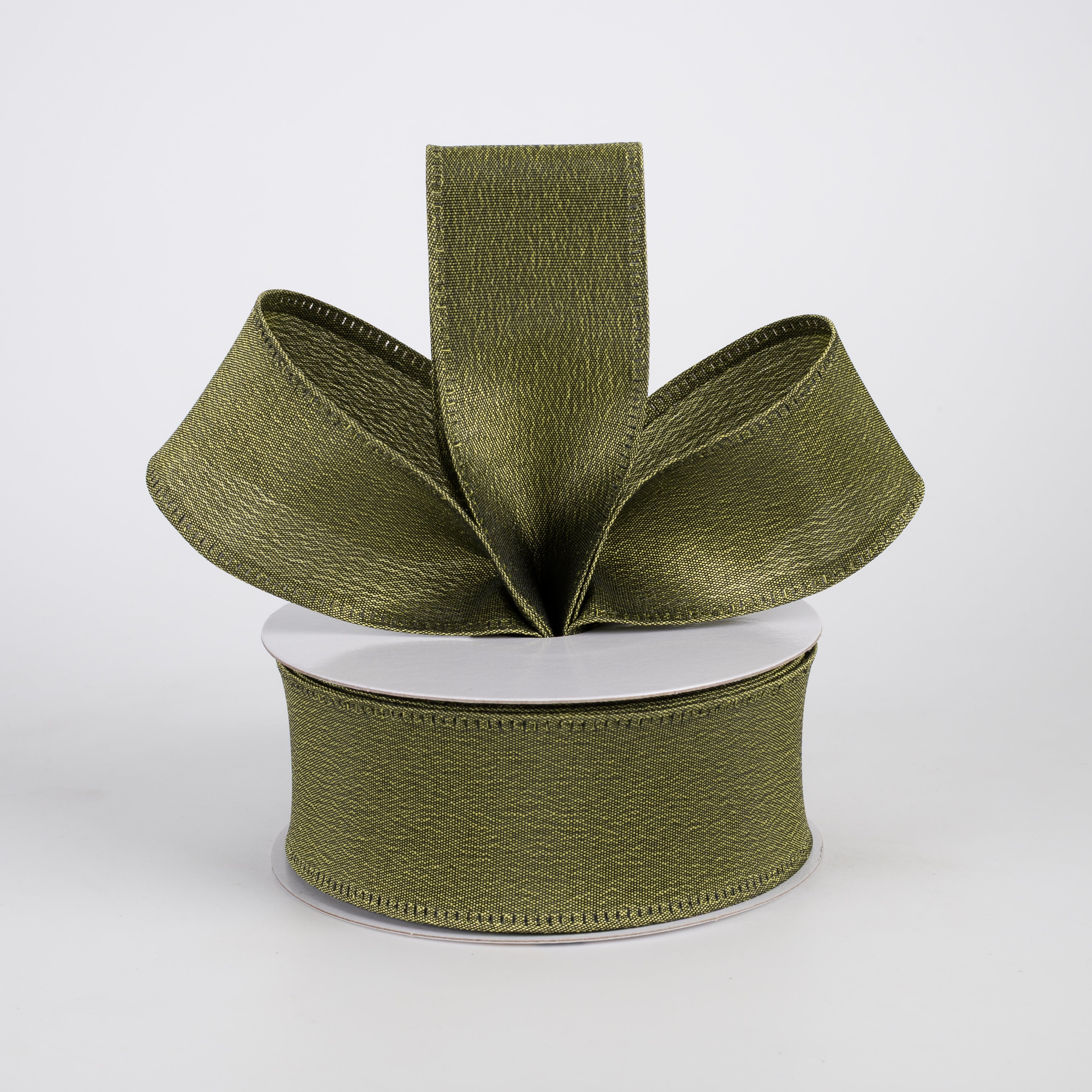 1.5" Metallic Satin Ribbon: Moss Green (10 Yards) Lifestyle Photo