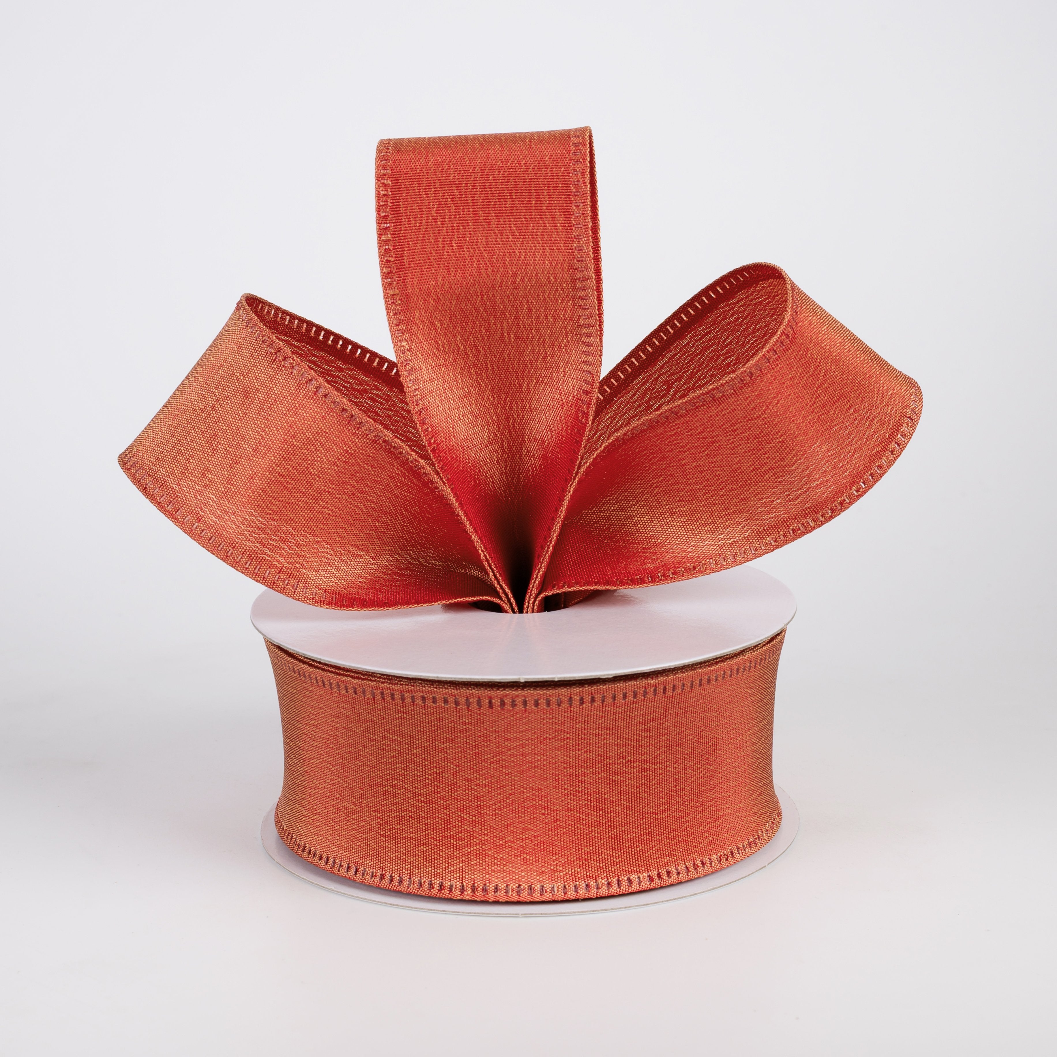 1.5" Metallic Satin Ribbon: Rust Orange (10 Yards) Lifestyle Photo