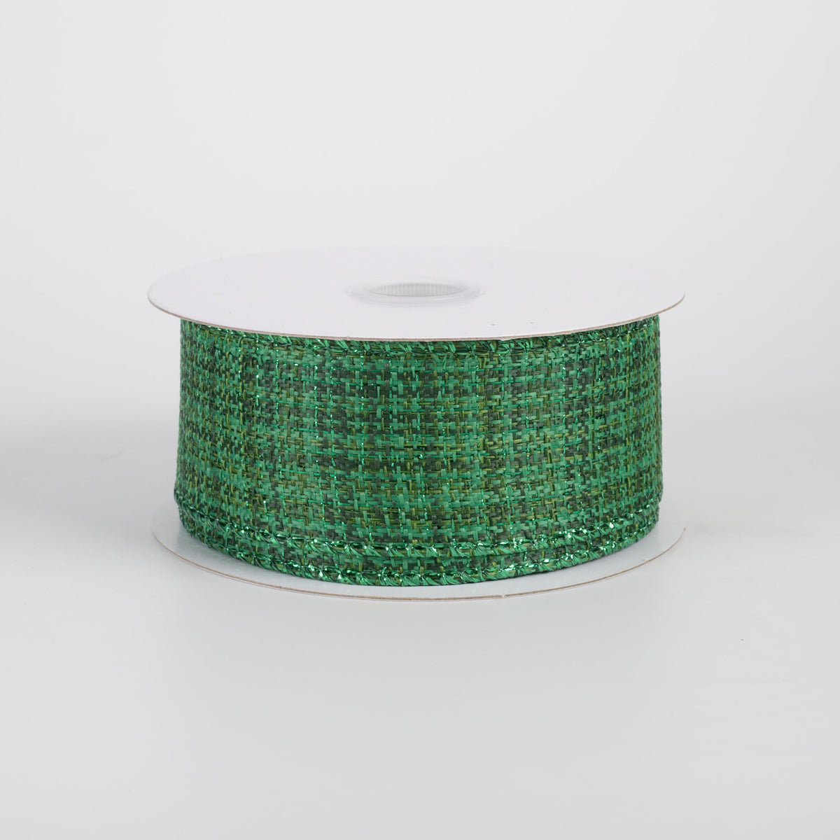 1.5" Metallic Textured Linen Ribbon: Emerald Green (10 Yards) Item Number: 71639-09-17