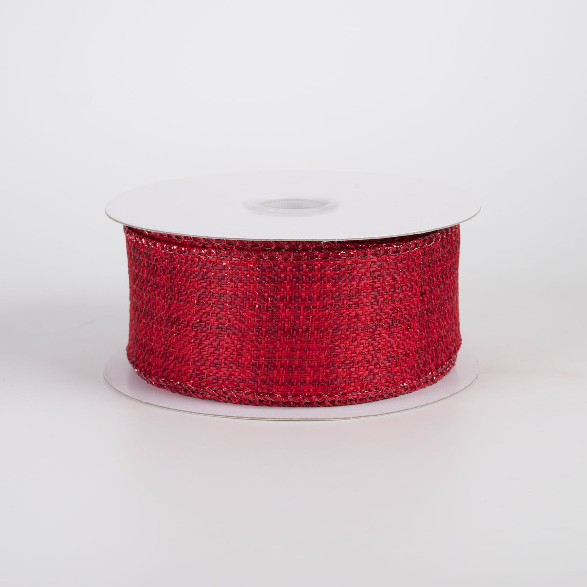 1.5" Metallic Textured Linen Ribbon: Red (10 Yards) Item Number: 71639-09-10