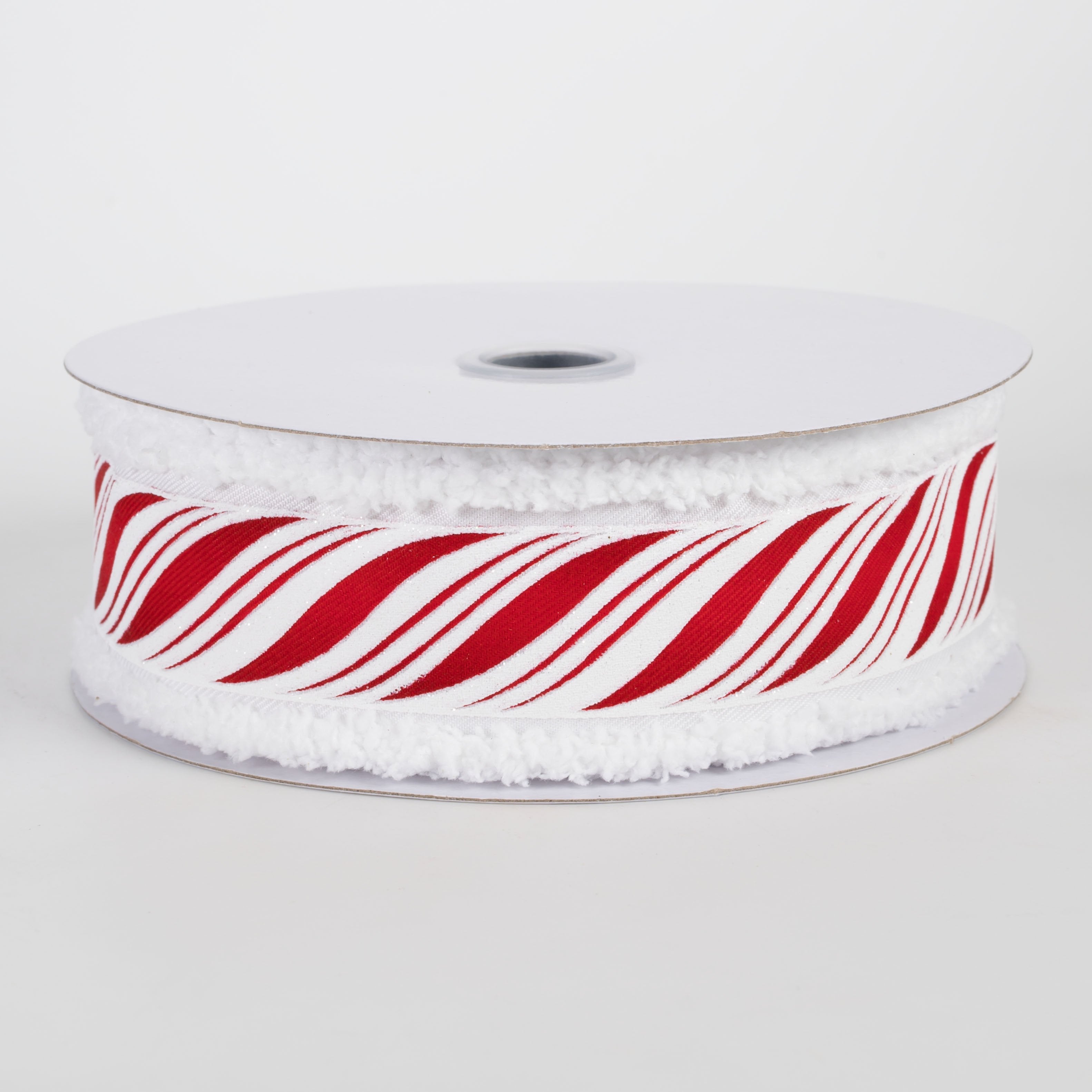1.5" Peppermint Candy Cane Twist Drift Edge Ribbon: Red & White (10 Yards) Item Number: RGC828727