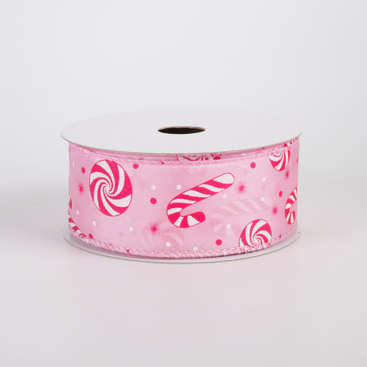 1.5" Satin Hot Pink Candy Canes Ribbon: Pink (10 Yards) Item Number: 71602-09-28
