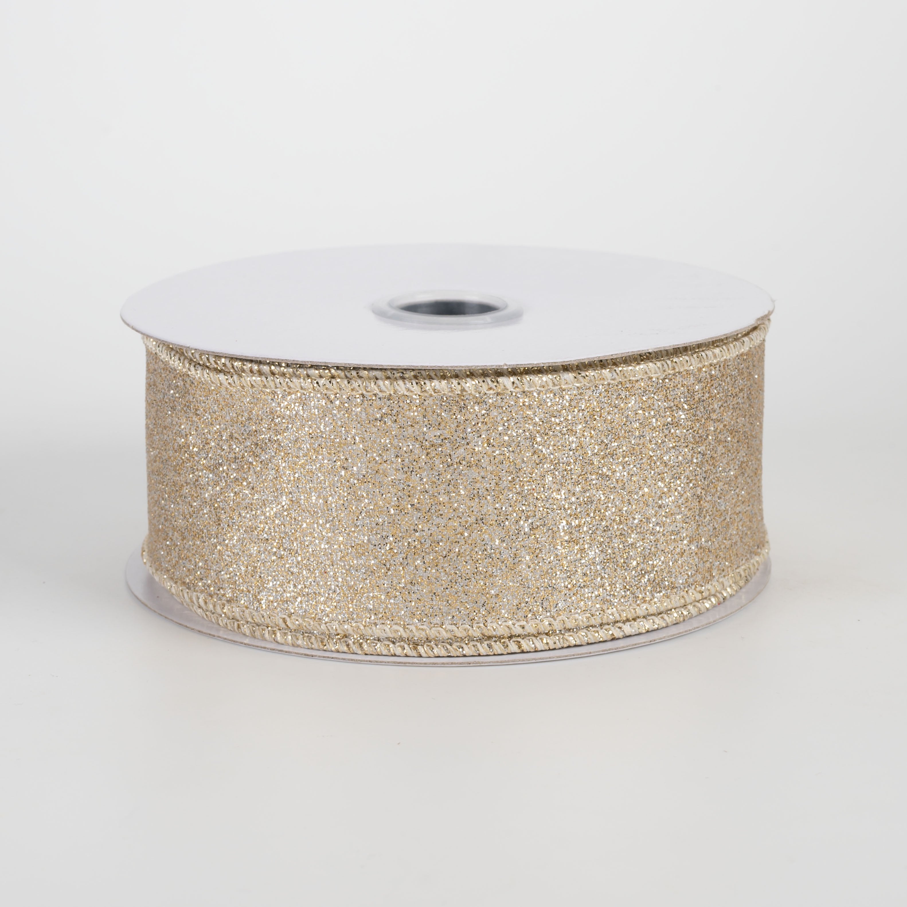 1.5" Shimmer Glitter Ribbon: Champagne Gold (10 Yards) Item Number: RGC159644