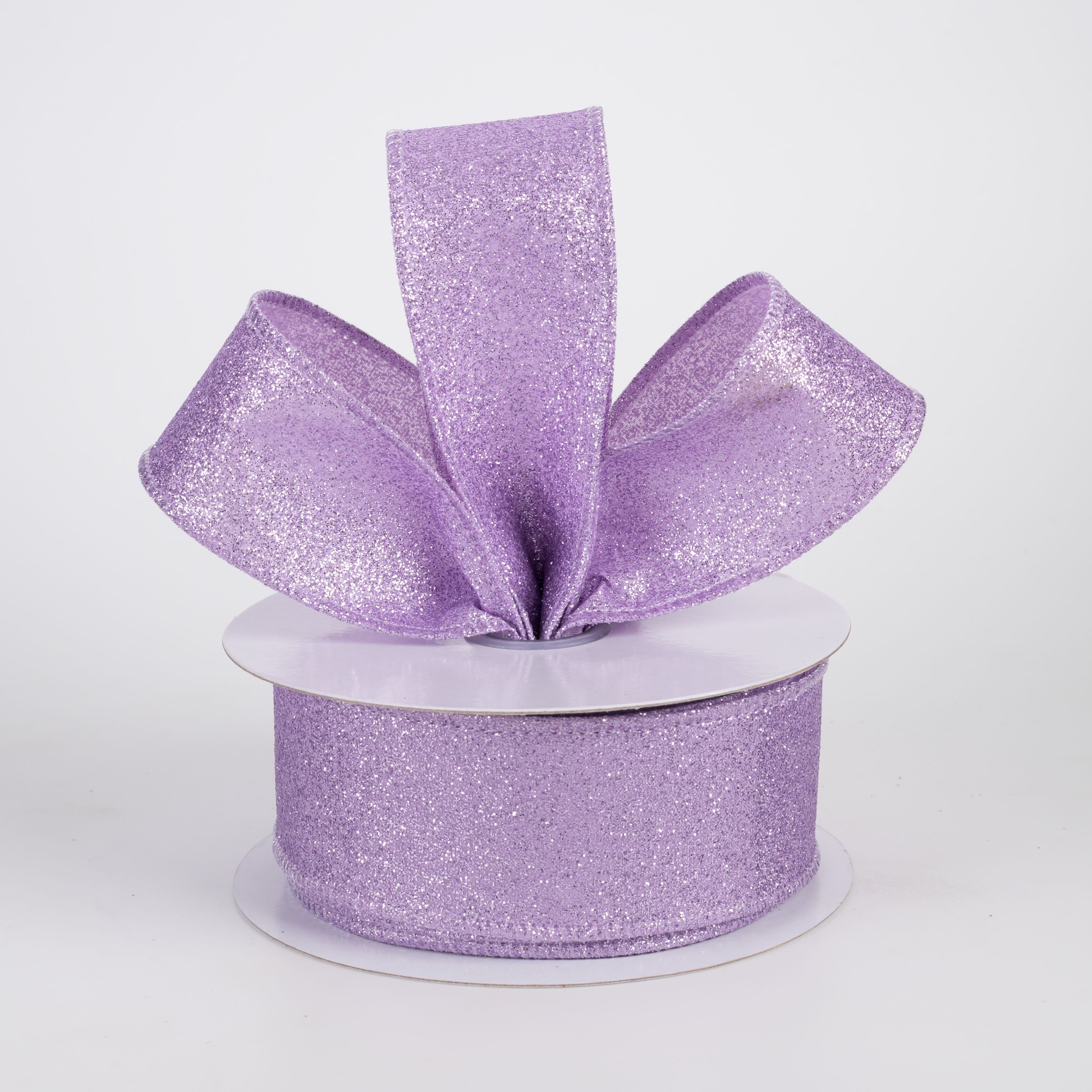 1.5" Shimmer Glitter Ribbon: Lavender (10 Yards) Lifestyle Photo