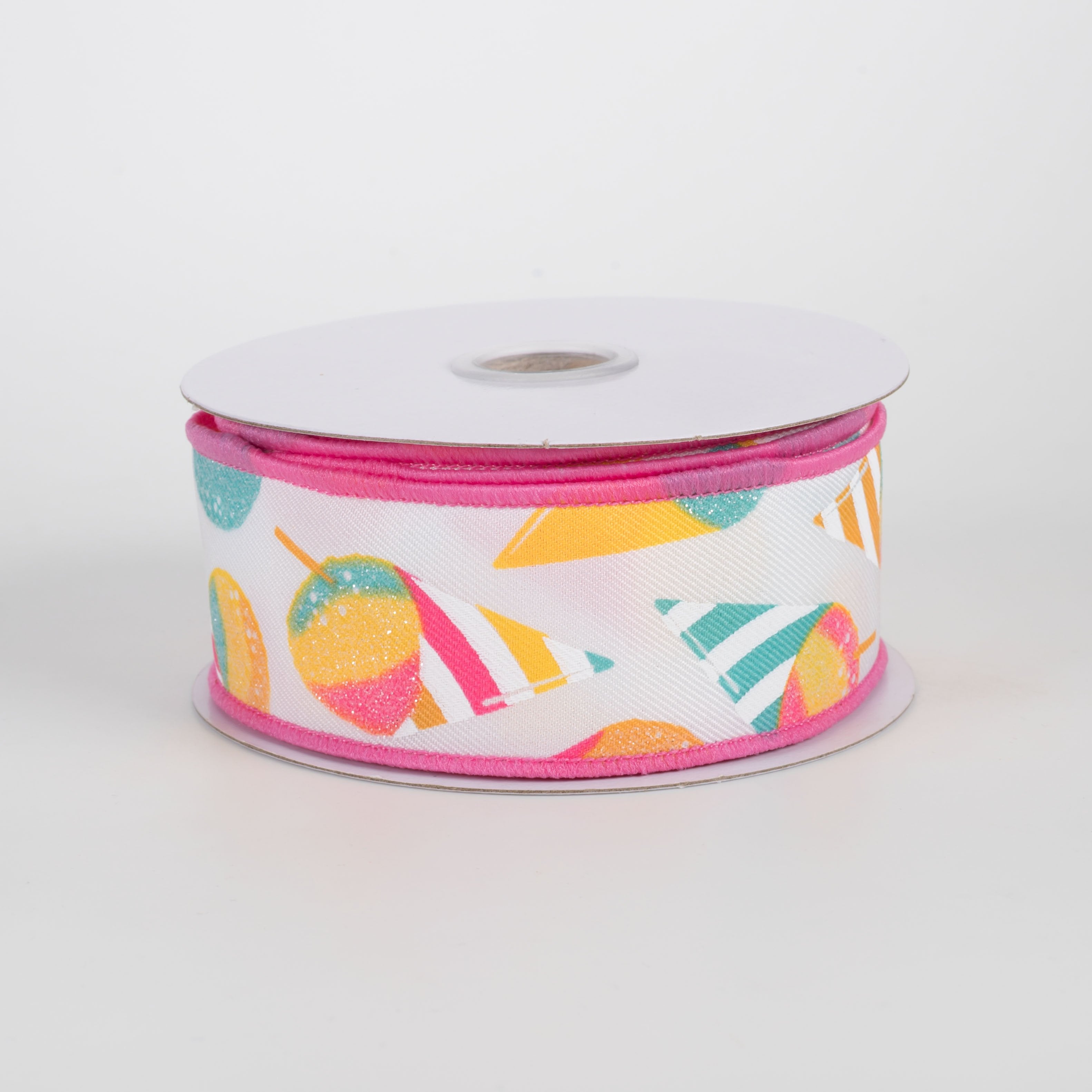 1.5" Snow Cones Ribbon: Pink & Blue on White (10 Yards) Item Number: RGH114822