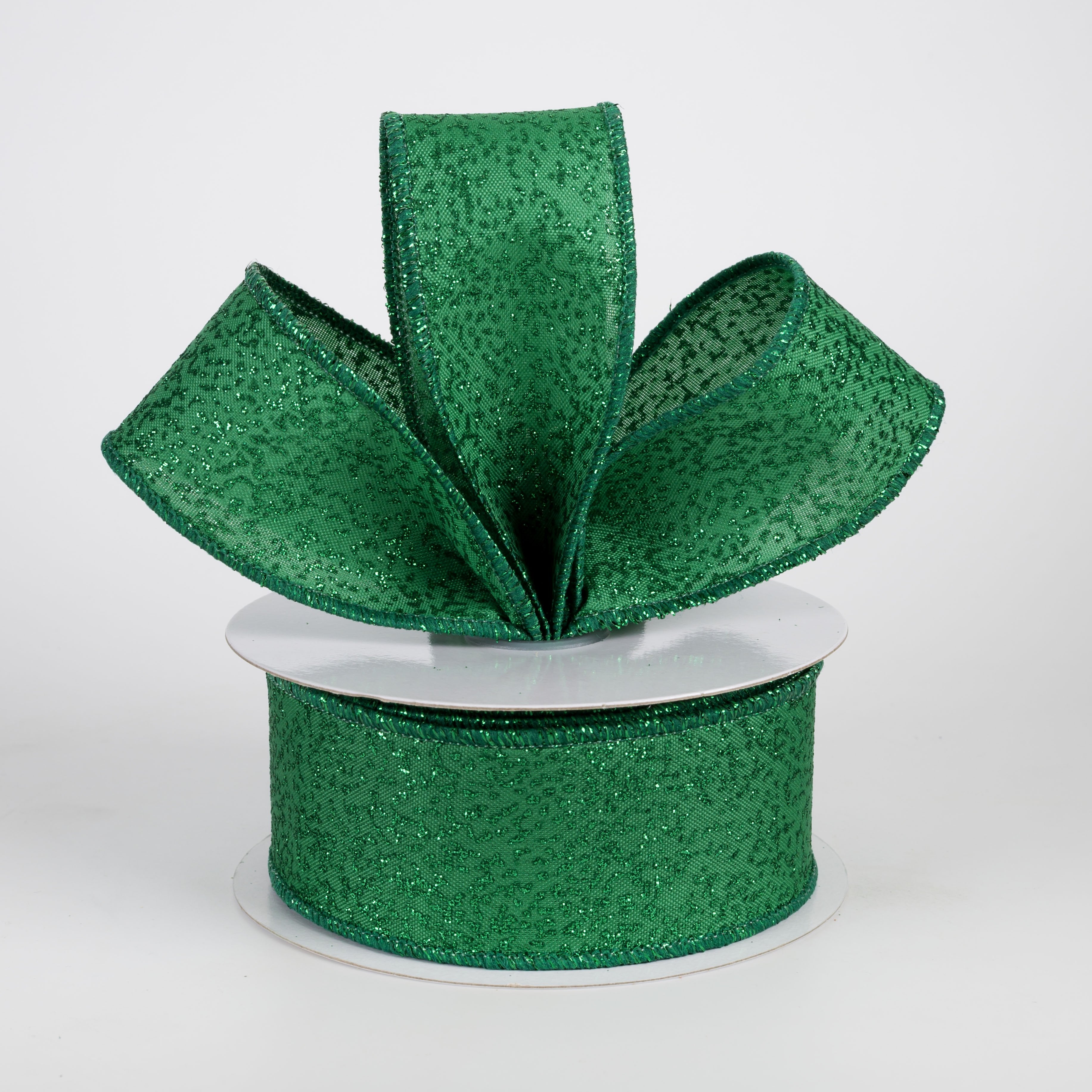 1.5" Speckled Glitter Canvas Ribbon: Emerald Green (10 Yards) Lifestyle Photo