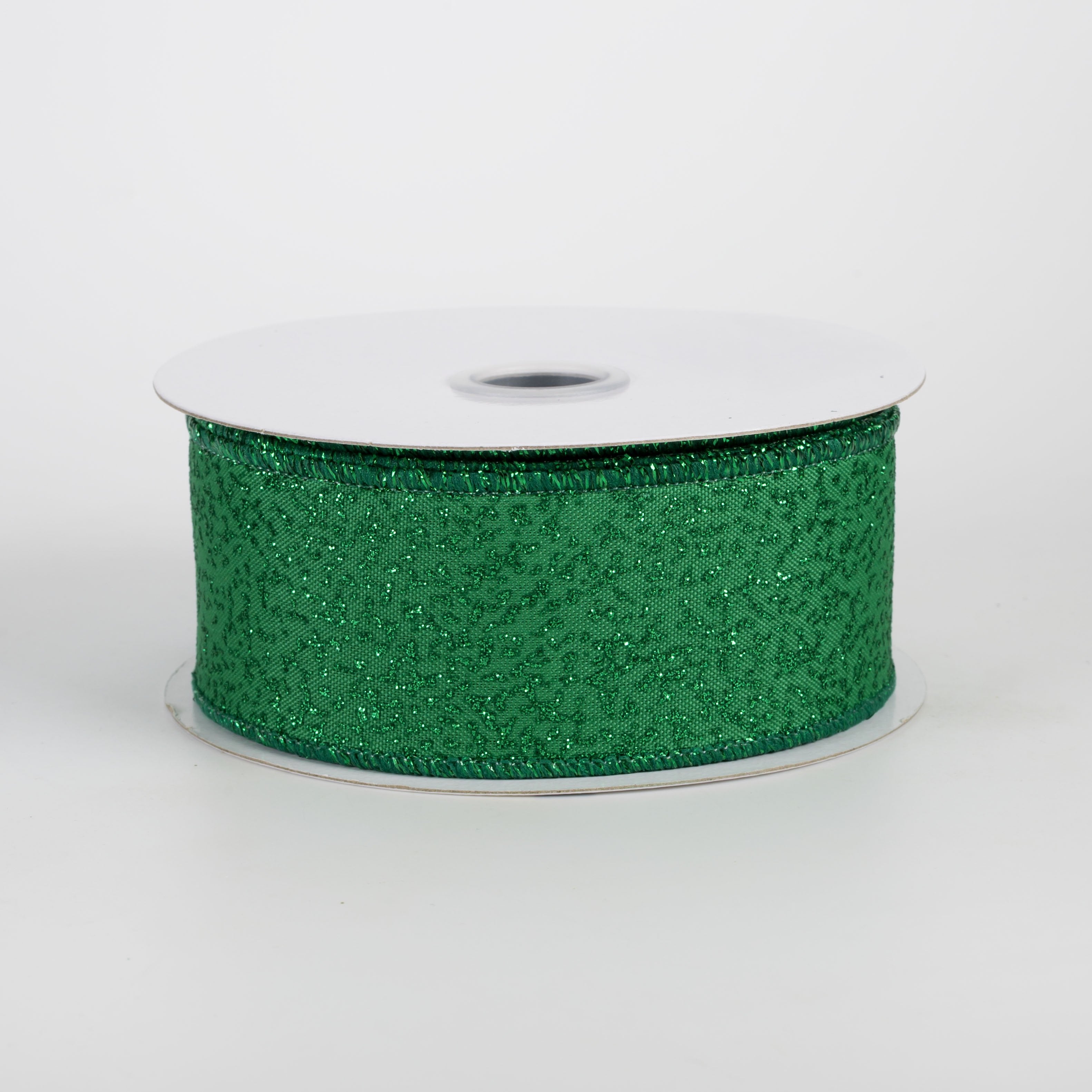 1.5" Speckled Glitter Canvas Ribbon: Emerald Green (10 Yards) Item Number: RGF181706
