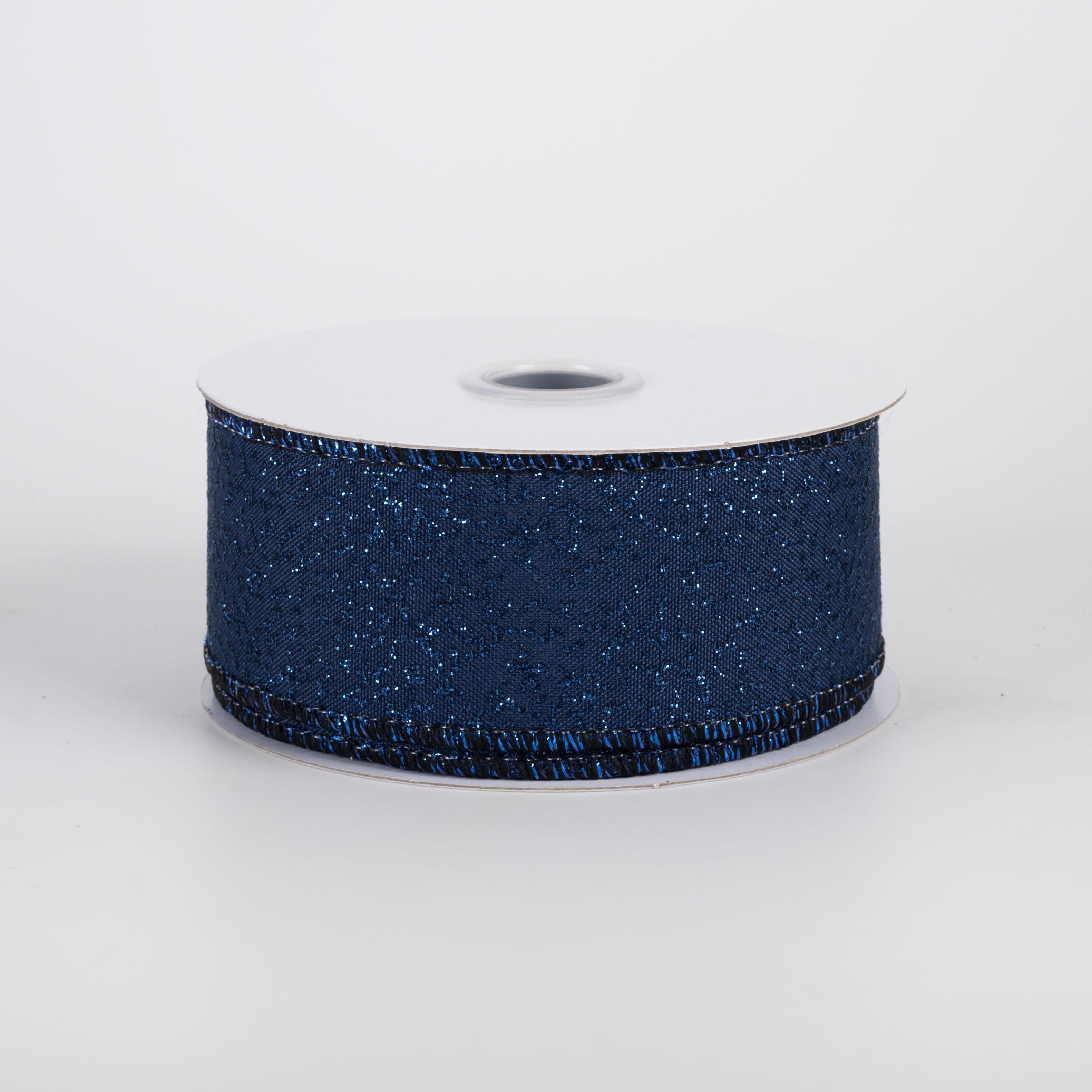 1.5" Speckled Glitter Canvas Ribbon: Navy Blue (10 Yards) Item Number: RGF181919