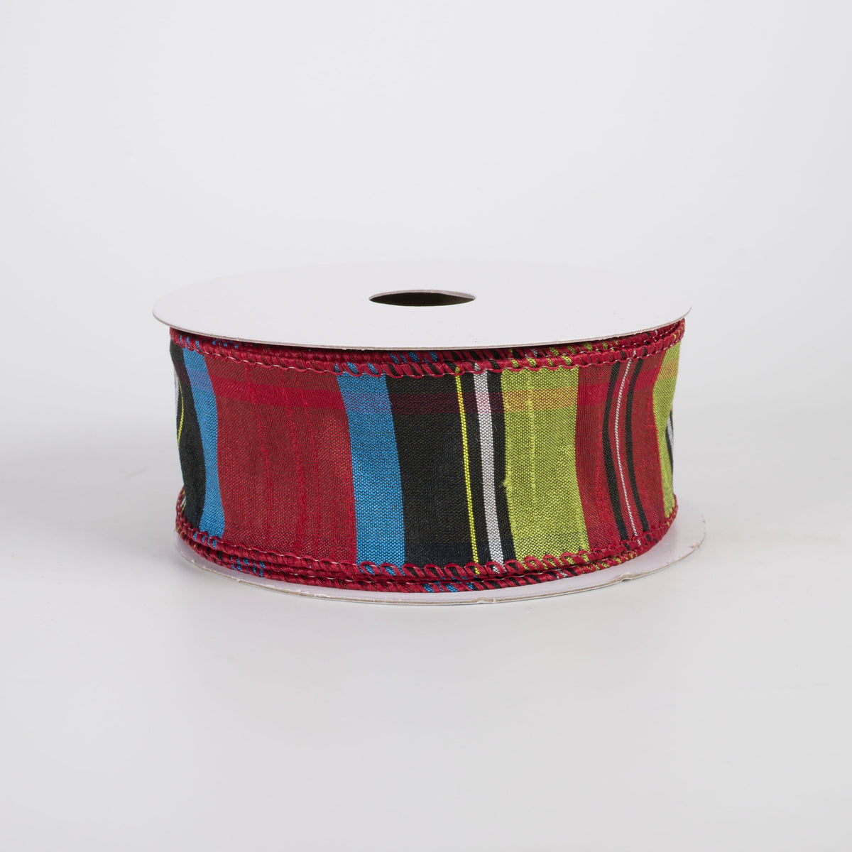 1.5" Traditional Tartan Plaid Ribbon: Lime, Blue, Red & Black (10 Yards) Item Number: 71445-09-09
