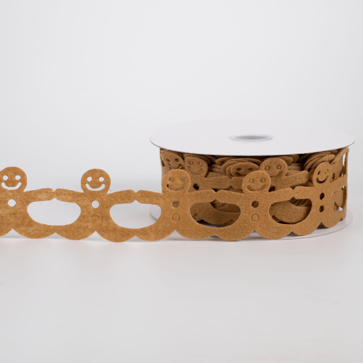 1.5" Unwired Felt Gingerbread Cutout Ribbon (10 Yards) Item Number: 76596-09-35