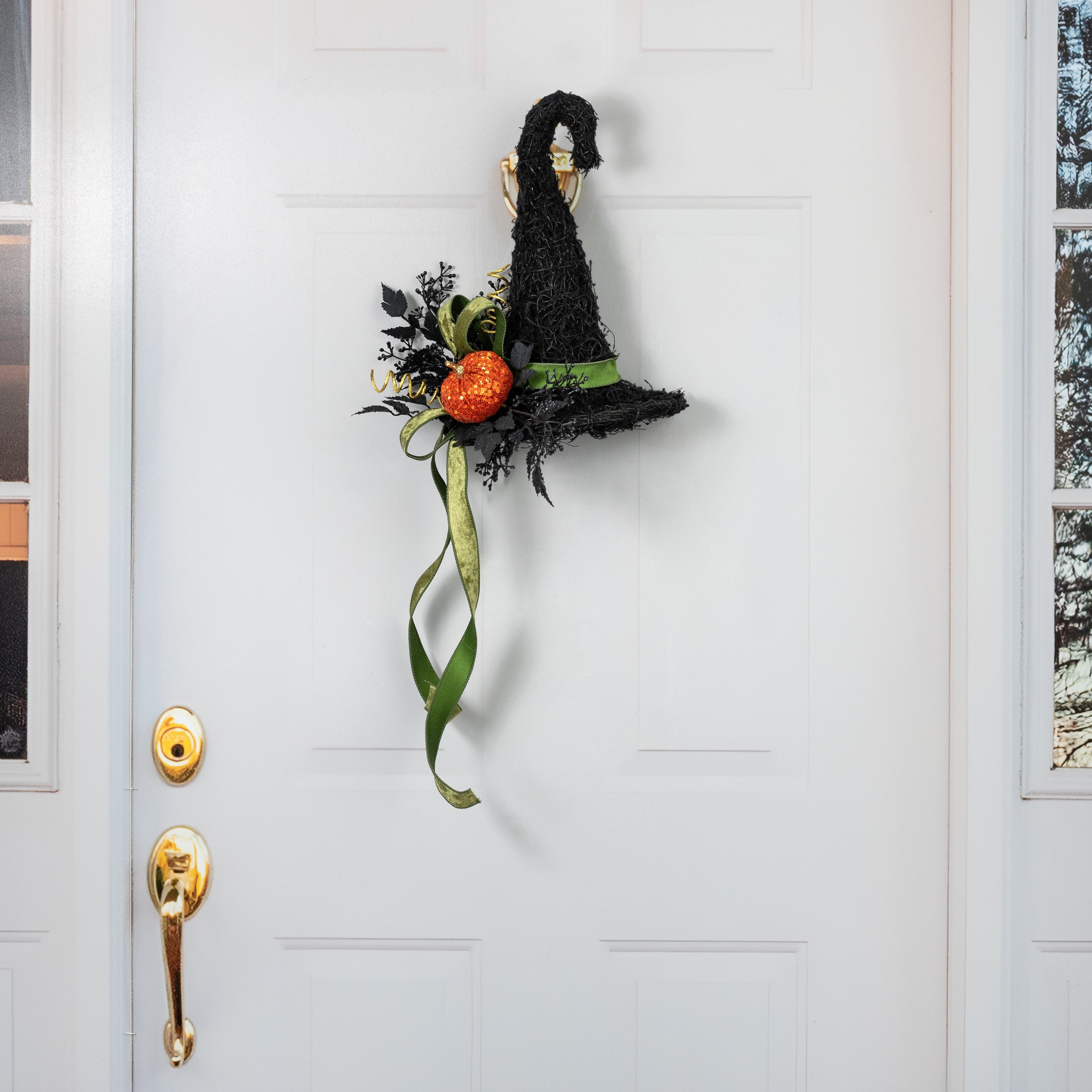 10" x 13" Half Witch Hat Door Hanger: Black detail photo 6