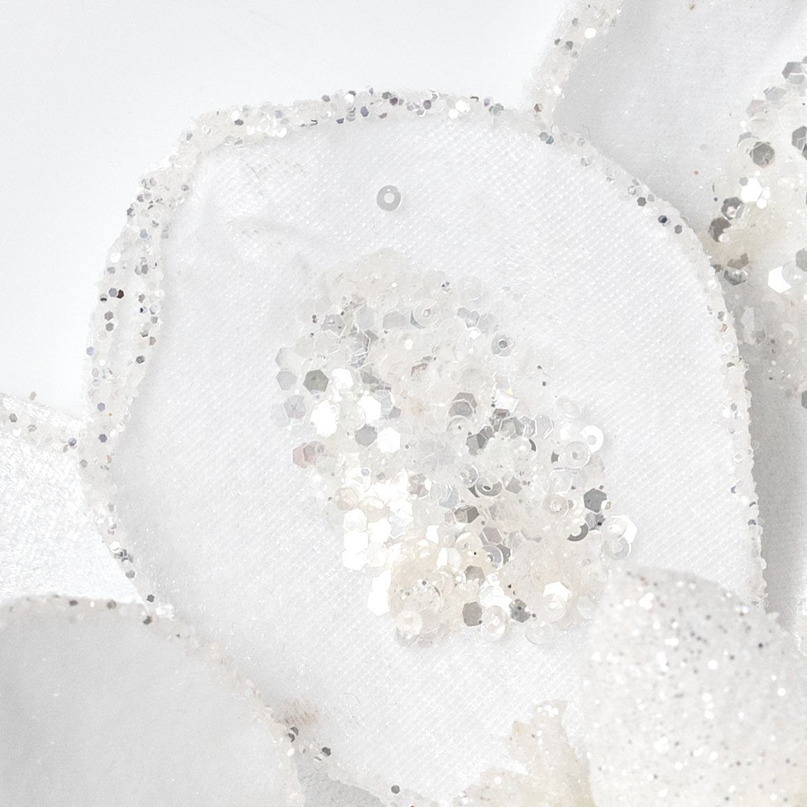 10" x 21" Sequined Velvet Magnolia Flower Stem: White Lifestyle Photo