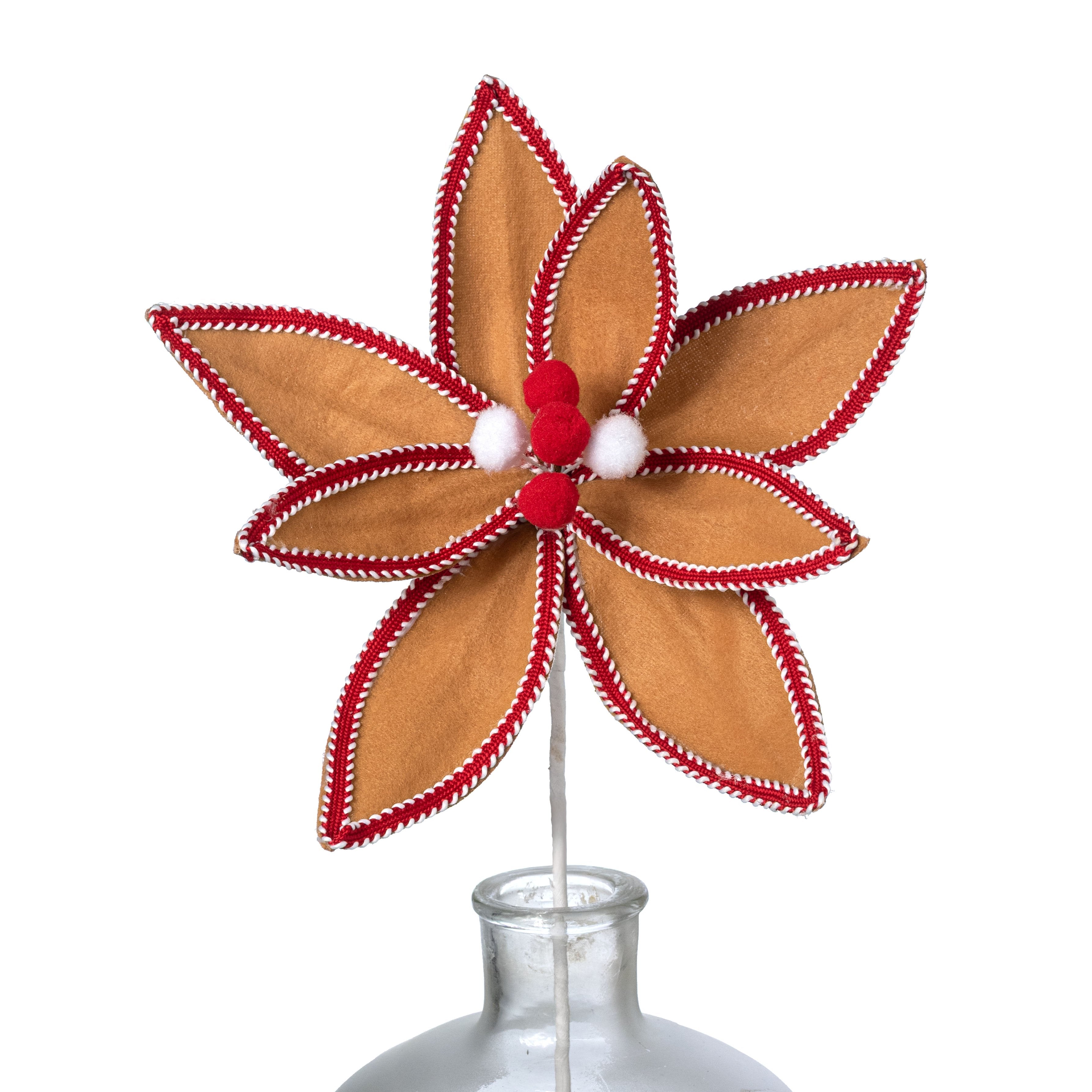 10" x 24" Felt & Trim Poinsettia Stem: Red Gingerbread Item Number: 86801RDWTBN