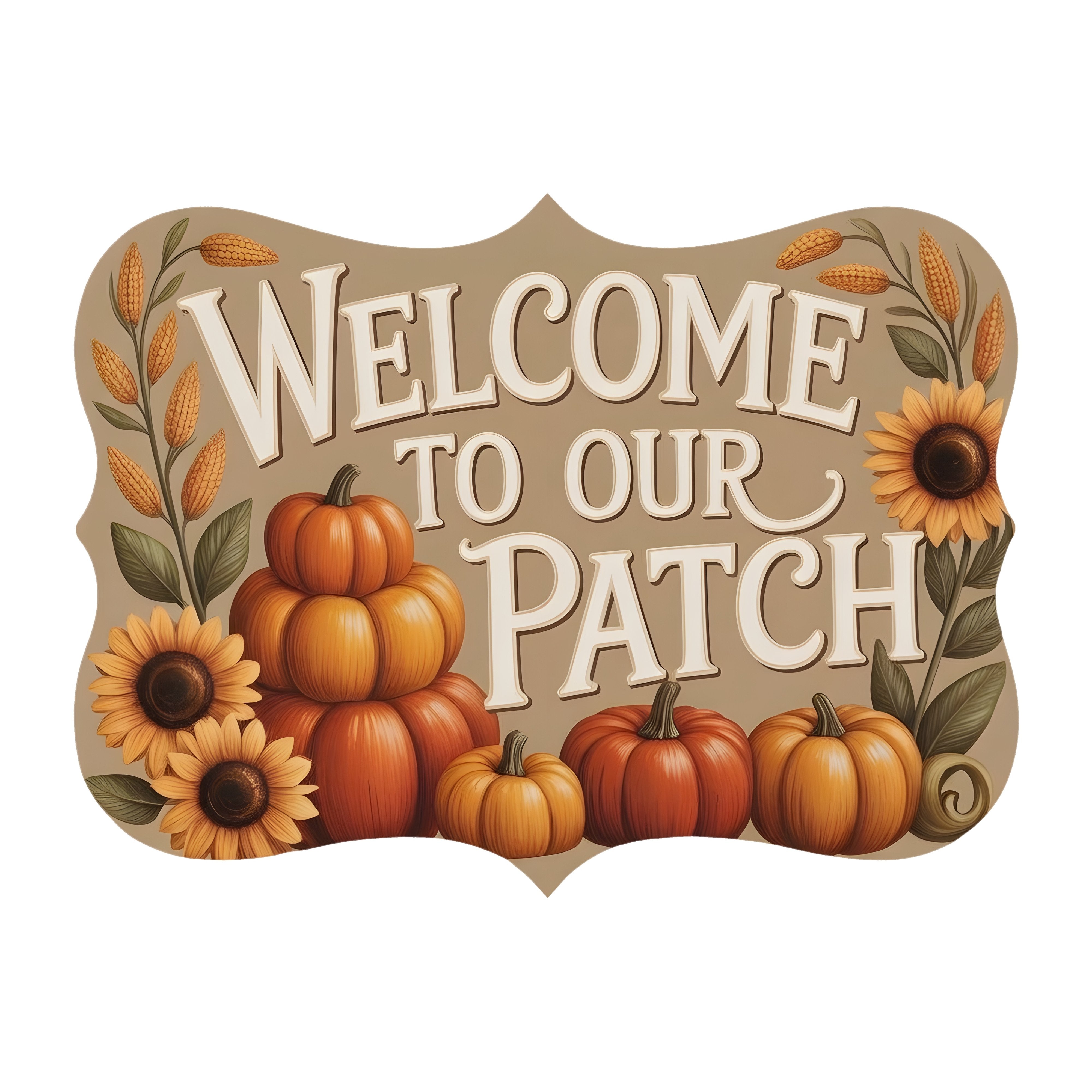 10.5" Bracket Waterproof Sign: Fall Pumpkin Patch Welcome Item Number: CD1361NH-105