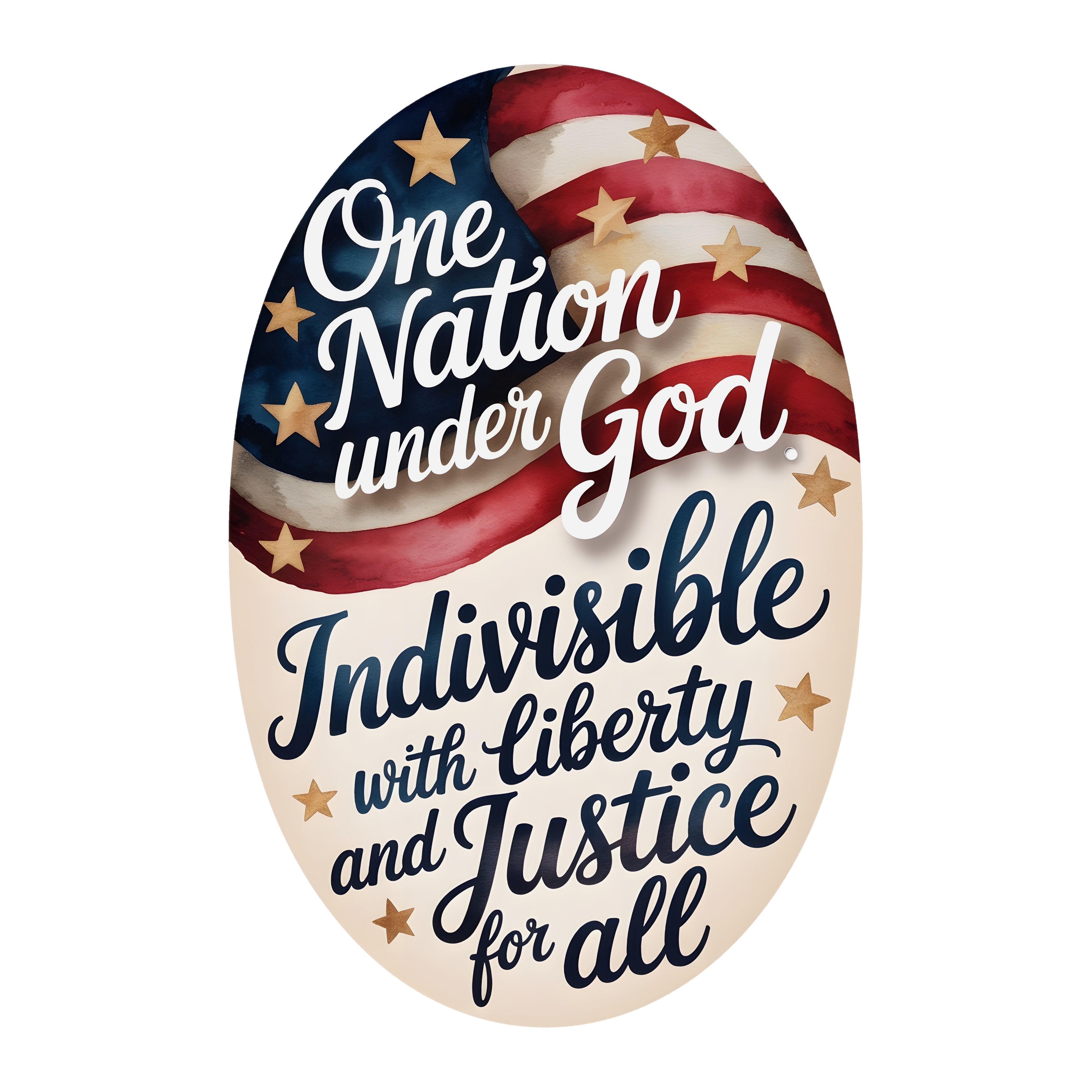 10.5" Oval Waterproof Sign: One Nation Under God Pledge of Allegiance Item Number: CD1303NH-105