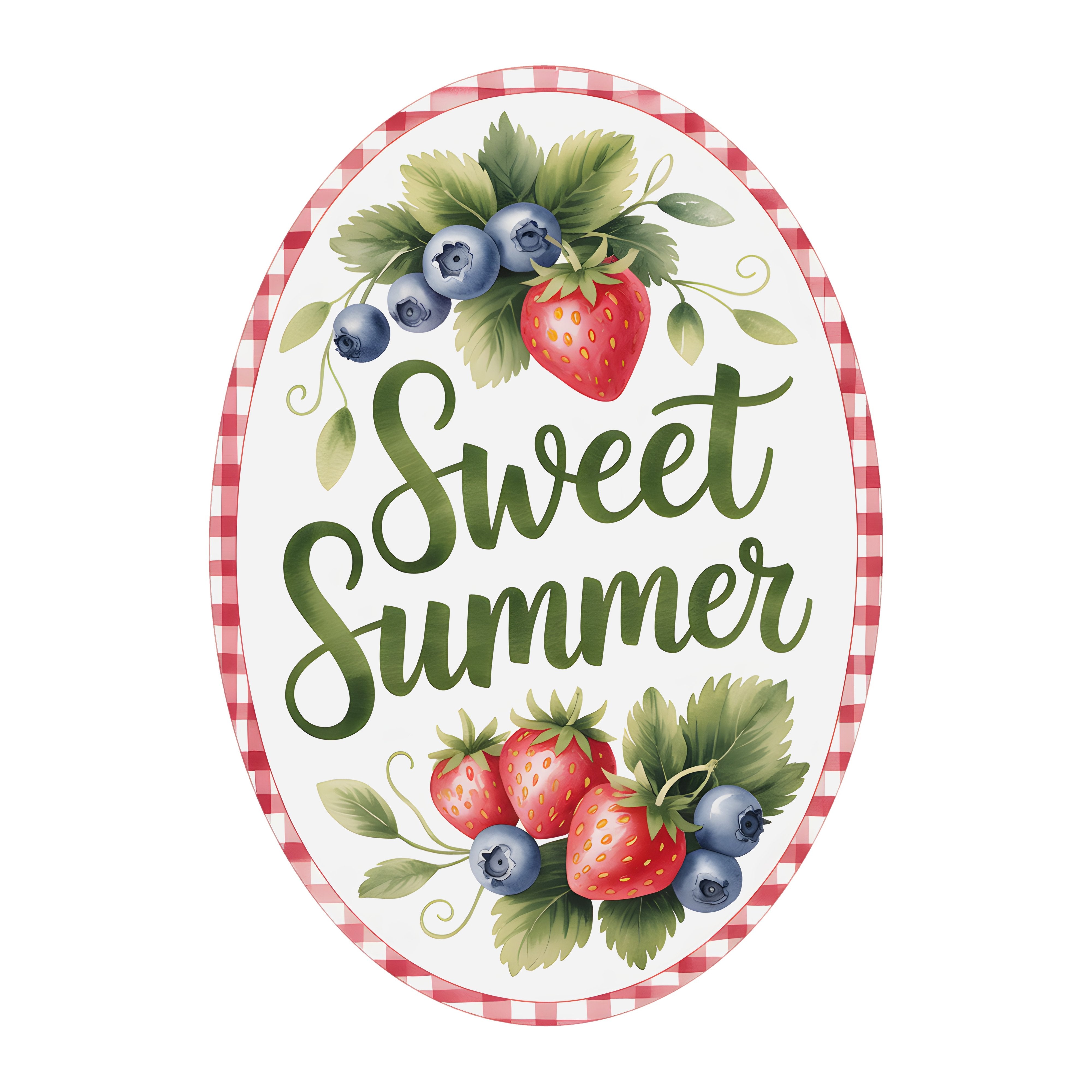 10.5" Oval Waterproof Sign: Sweet Summer Strawberries and Blueberries Item Number: CD1324NH-105