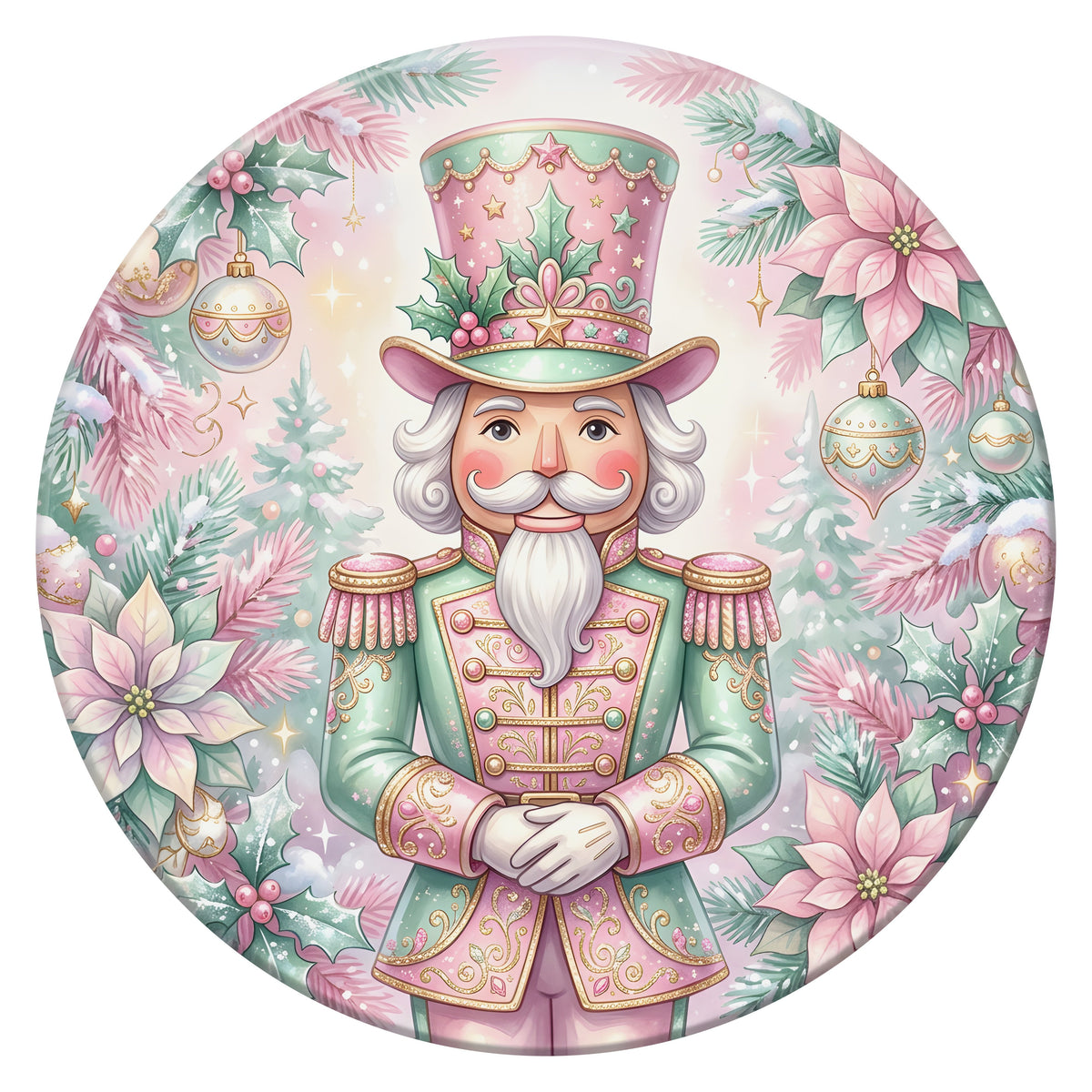10.5" Round Waterproof Accent: Pastel Pink and Mint Nutcracker Item Number: CD1470NH-105