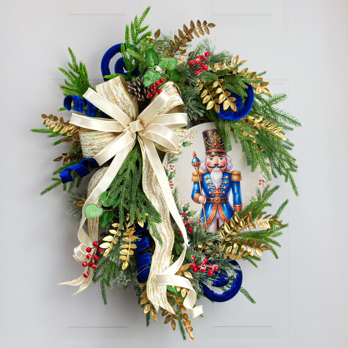 10.5" Round Waterproof Accent: Royal Blue Coat Nutcracker detail photo 3
