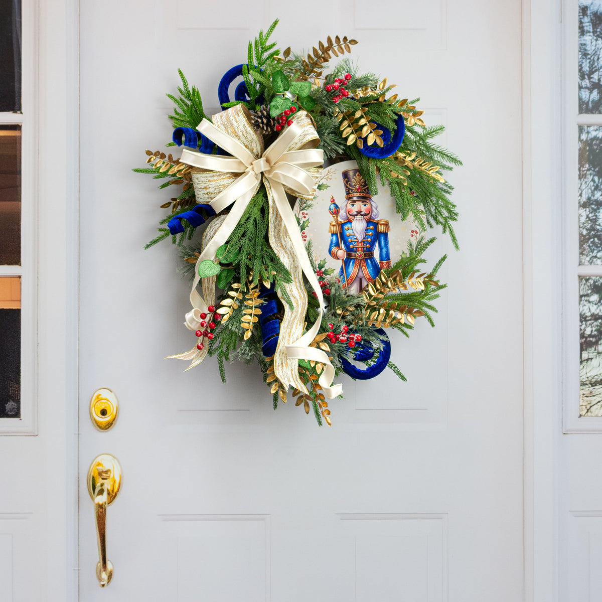 10.5" Round Waterproof Accent: Royal Blue Coat Nutcracker detail photo 4