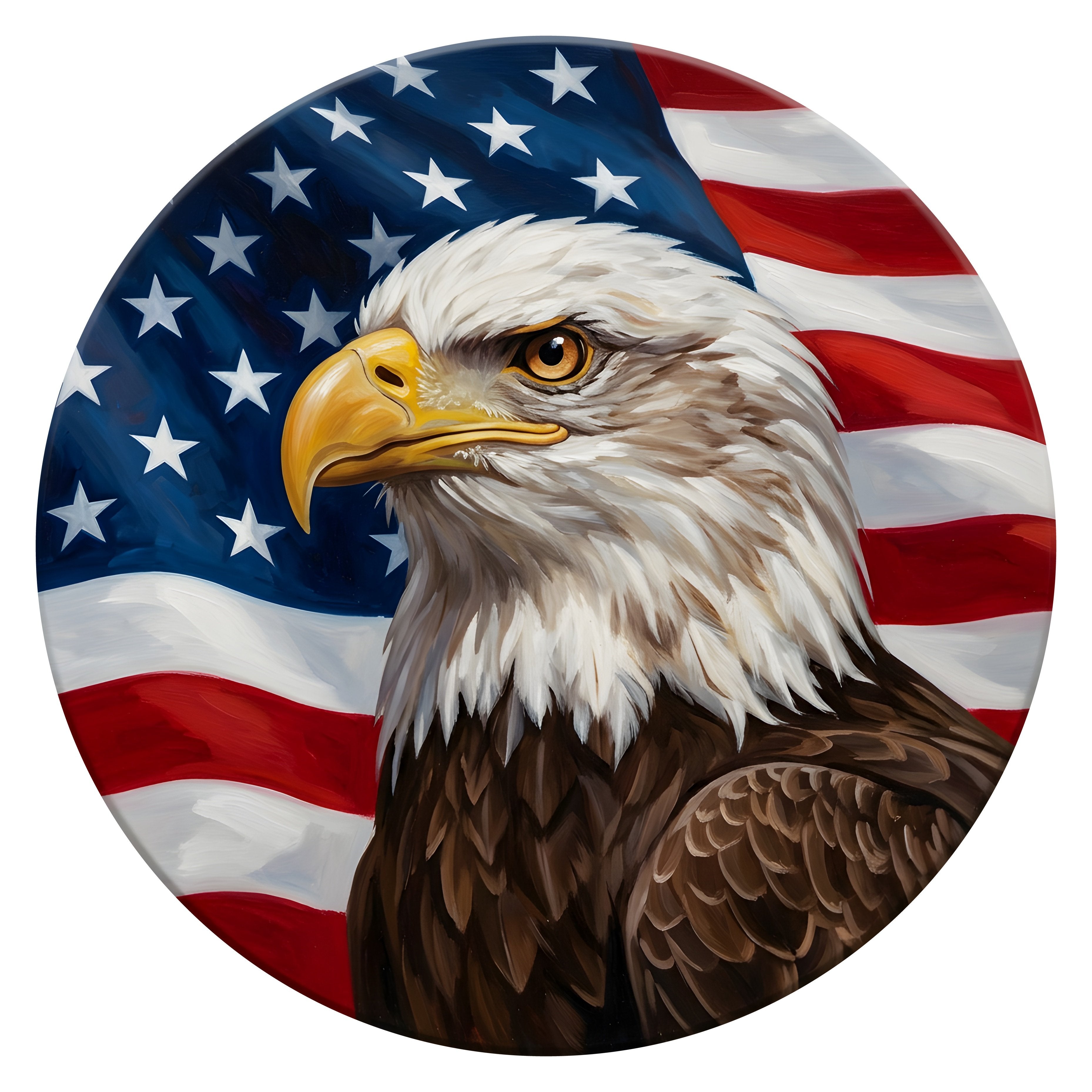 10.5" Round Waterproof Sign: Acrylic American Flag Eagle Item Number: CD1444NH-105