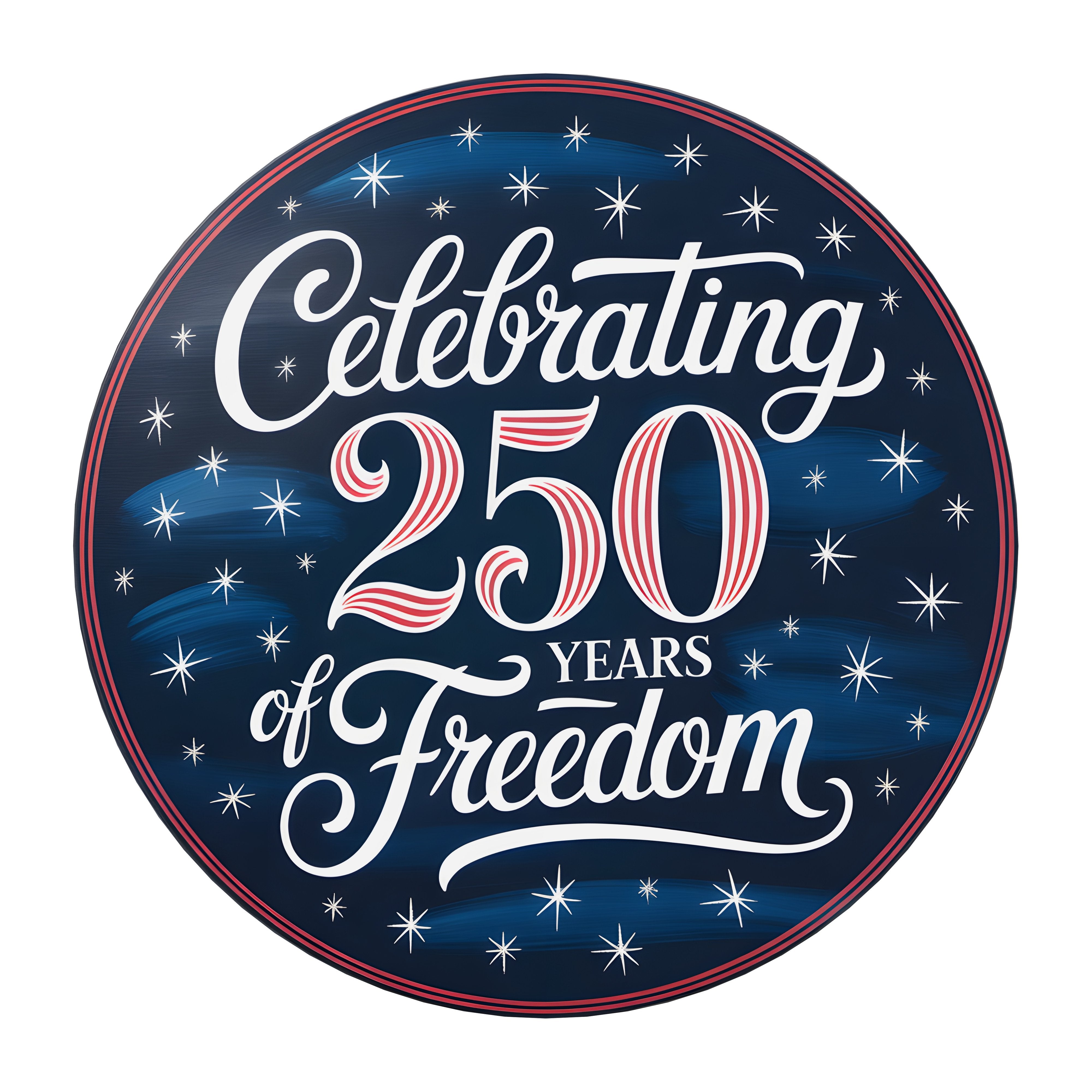 10.5" Round Waterproof Sign: Celebrating 250 Years of Freedom Item Number: CD1246NH-105