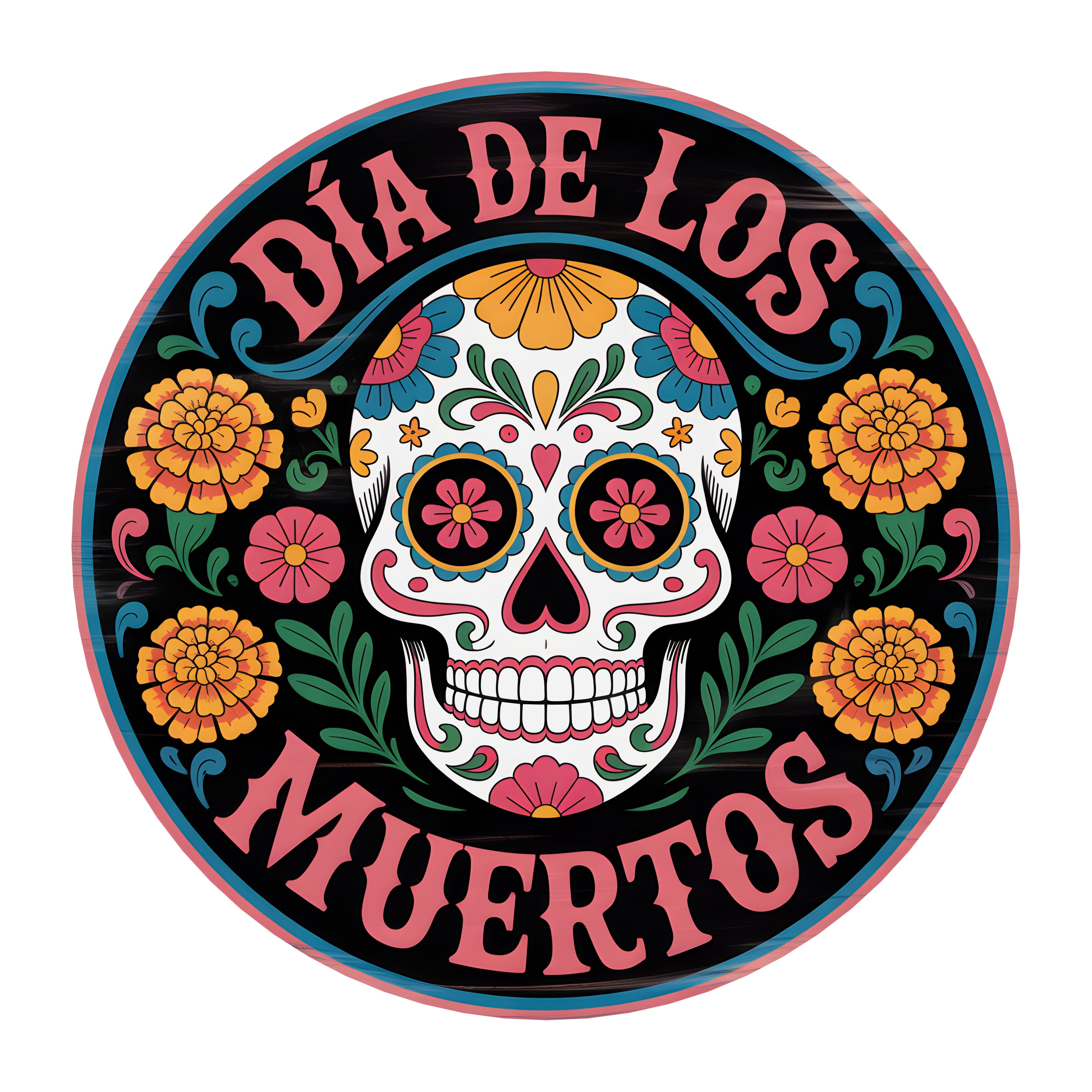 10.5" Round Waterproof Sign: DÃ­a de los Muertos Sugar Skull Item Number: CD1222NH-105