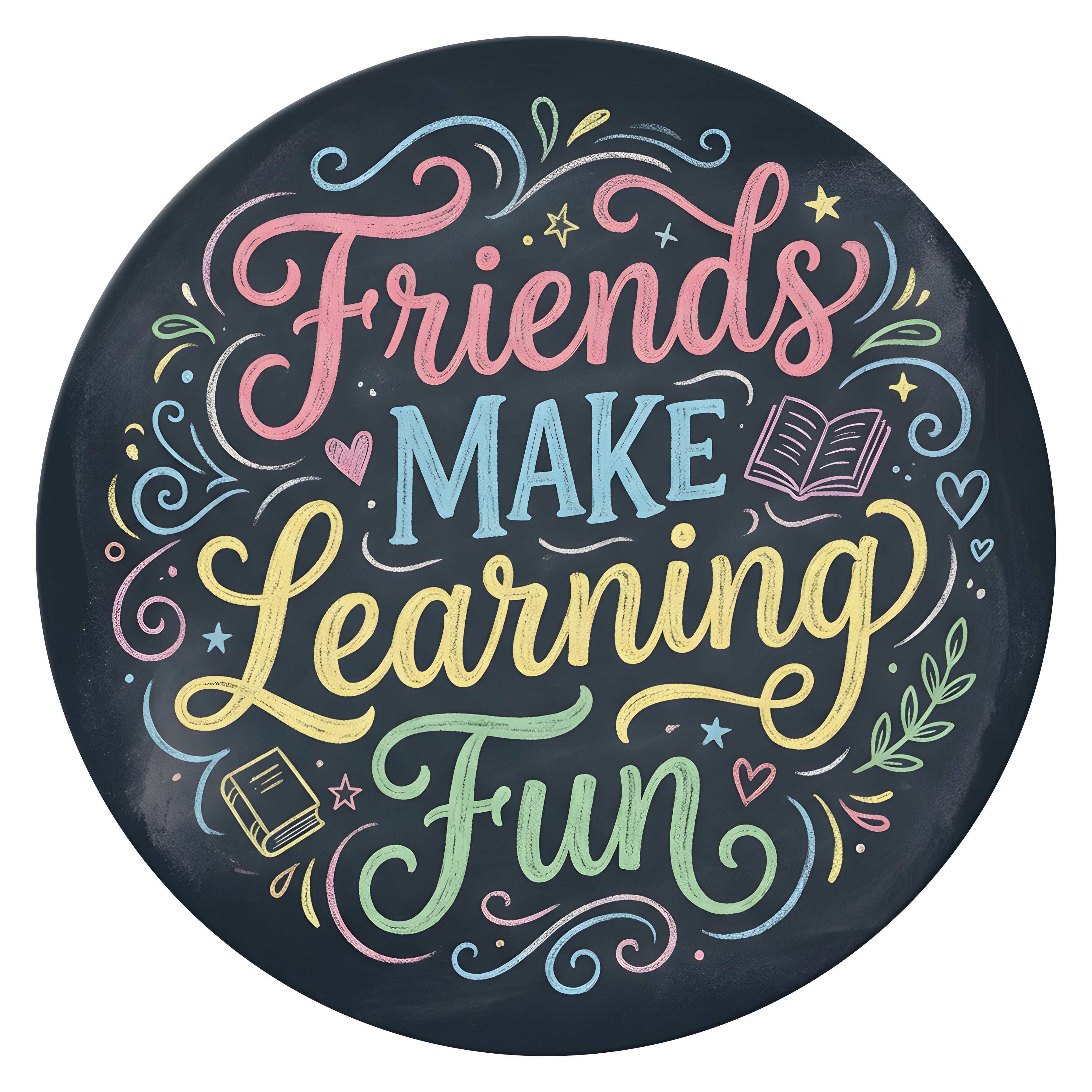 10.5" Round Waterproof Sign: Friends Make Learning Fun School Item Number: CD1455NH-105