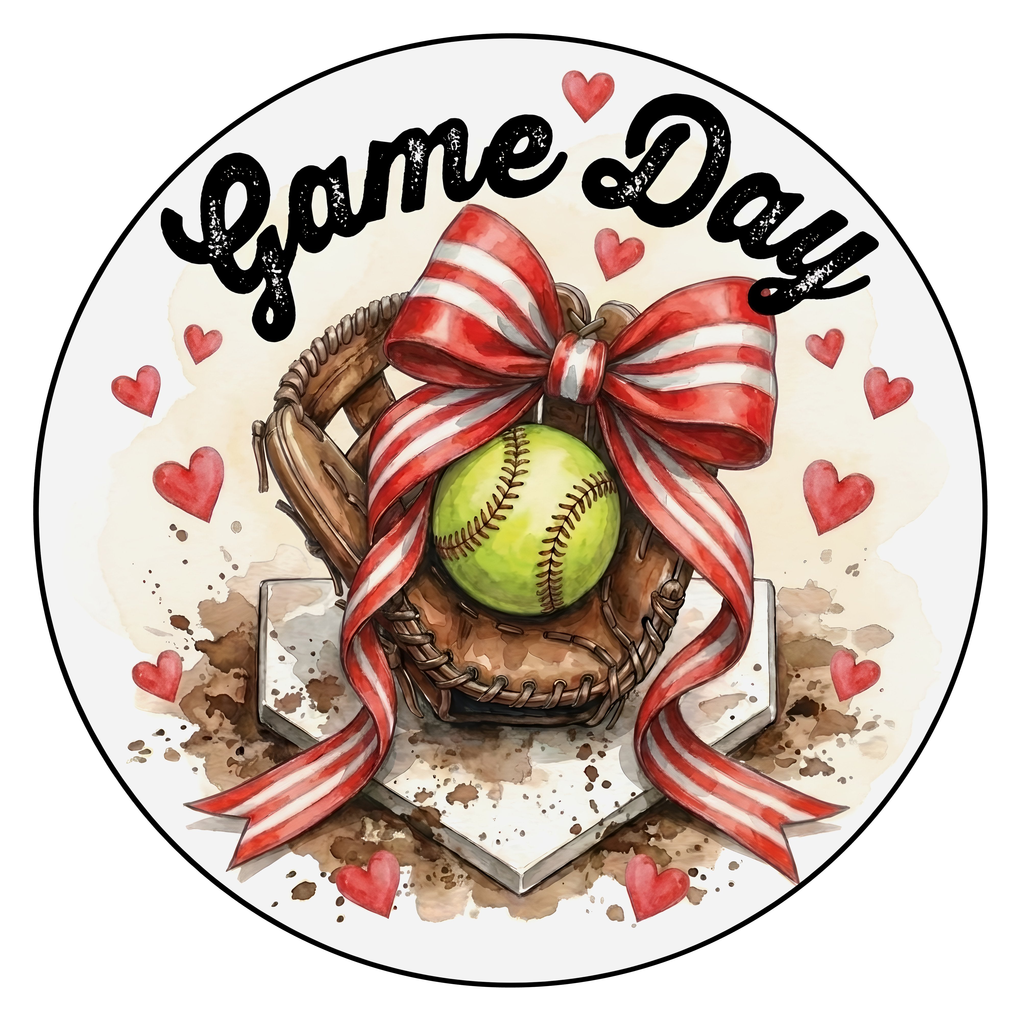 10.5" Round Waterproof Sign: Game Day Softball Glove  Item Number: CD1401NH-105