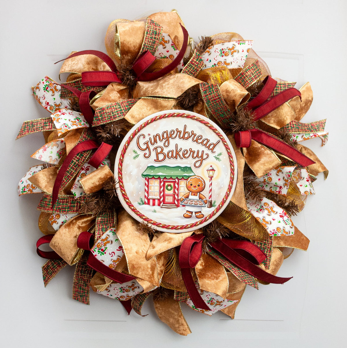 10.5" Round Waterproof Sign: Gingerbread Bakery Storefront Baker detail photo 3