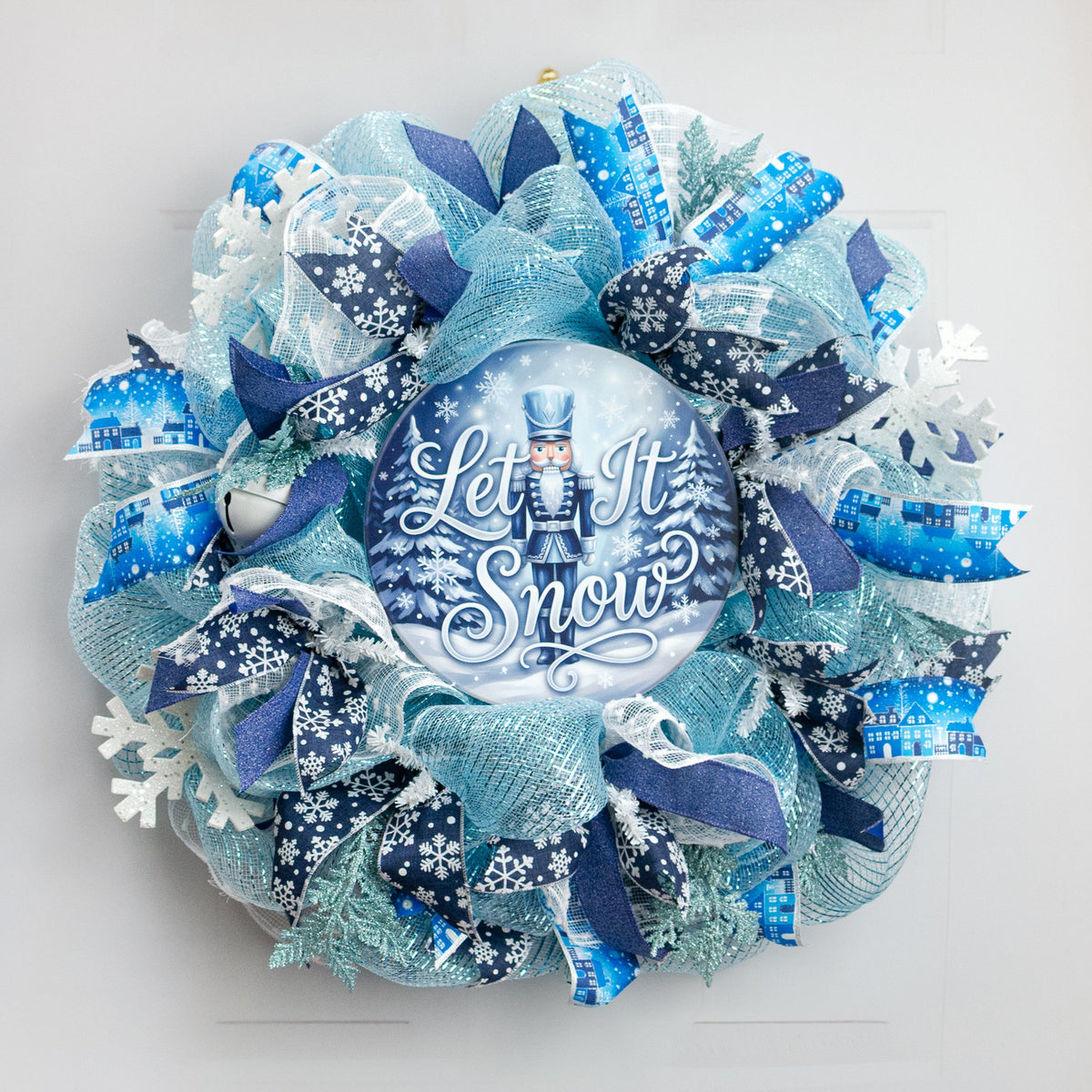 10.5" Round Waterproof Sign: Let It Snow Blue Nutcracker detail photo 3