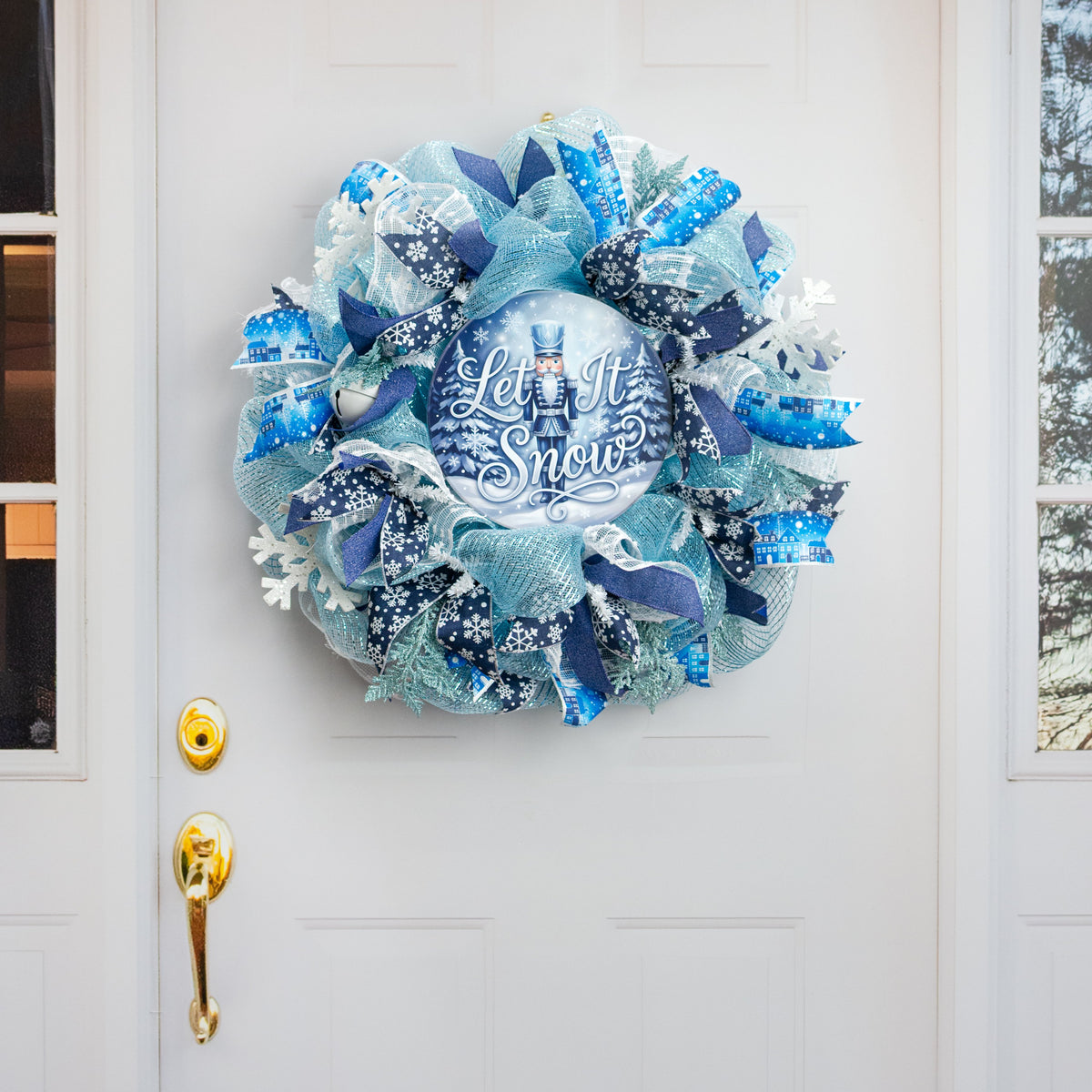 10.5" Round Waterproof Sign: Let It Snow Blue Nutcracker detail photo 4