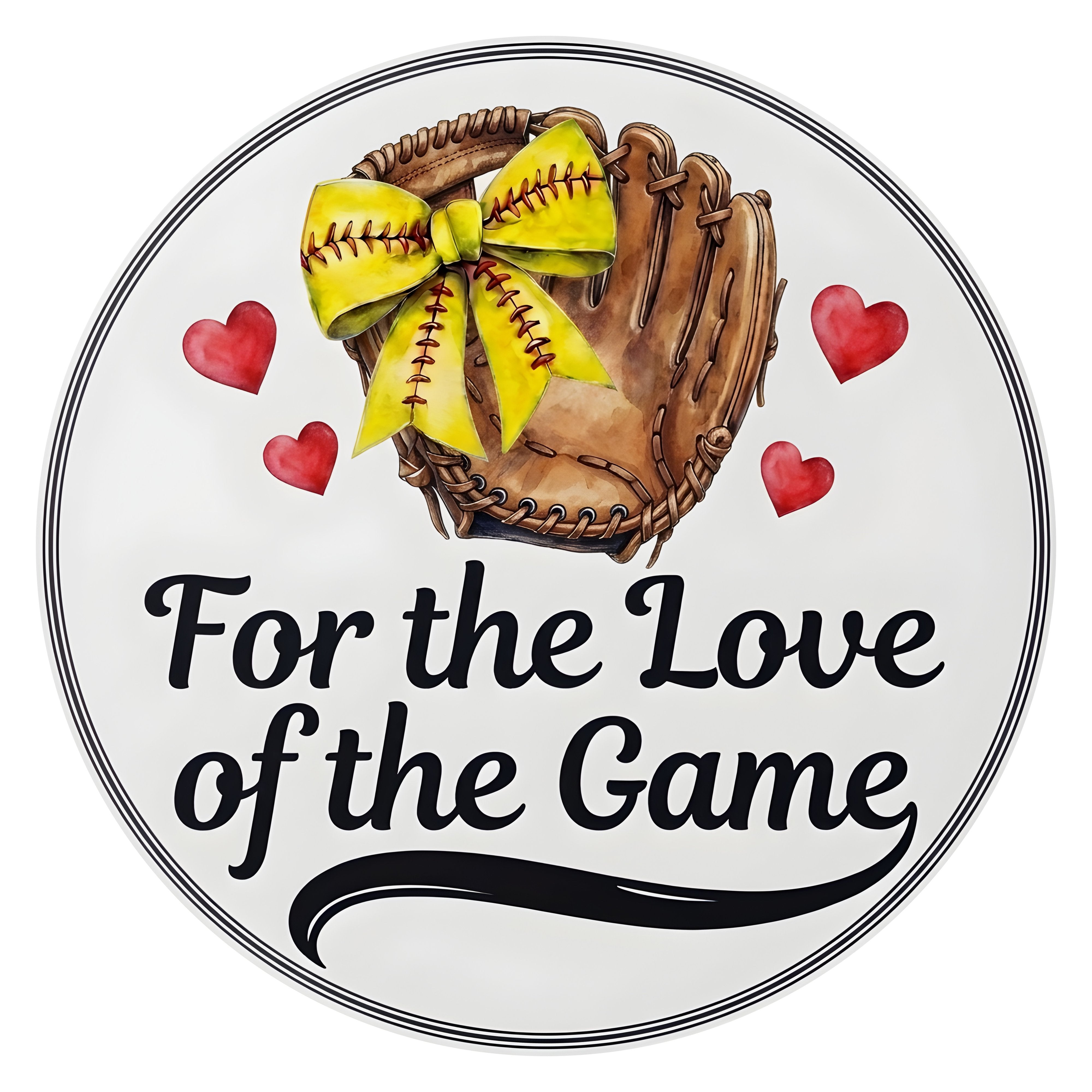 10.5" Round Waterproof Sign: Love of the Game Softball Glove Item Number: CD1392NH-105