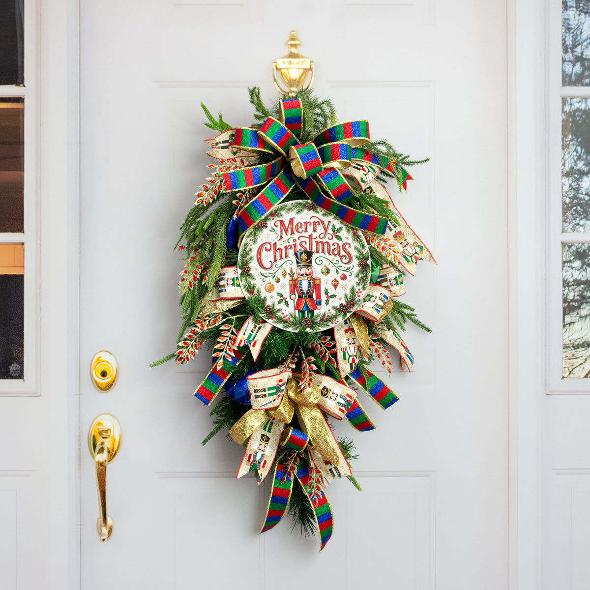 10.5" Round Waterproof Sign: Merry Christmas Nutcracker Soldier detail photo 3
