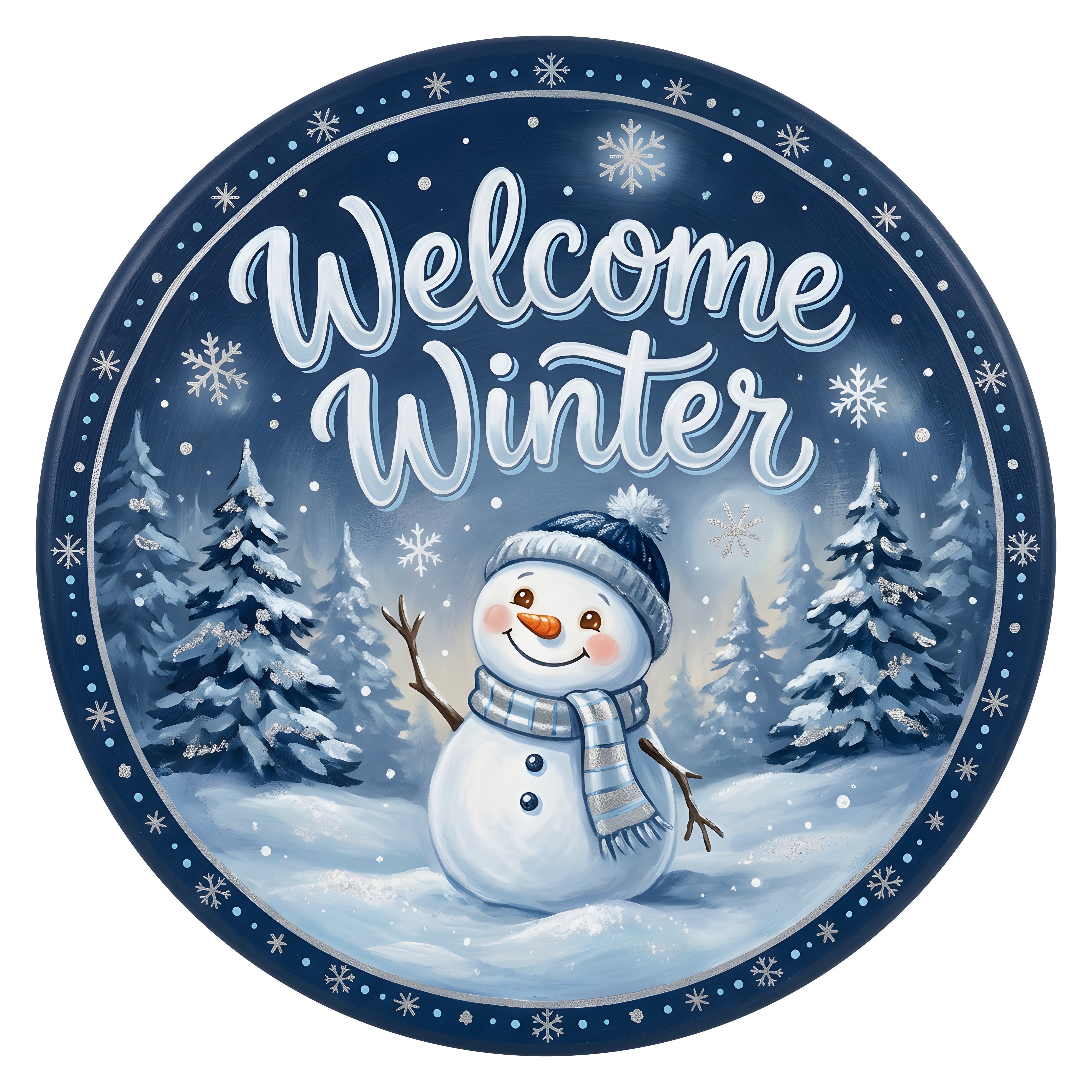 Plush Snowman Wreath Accent: Leopard Print