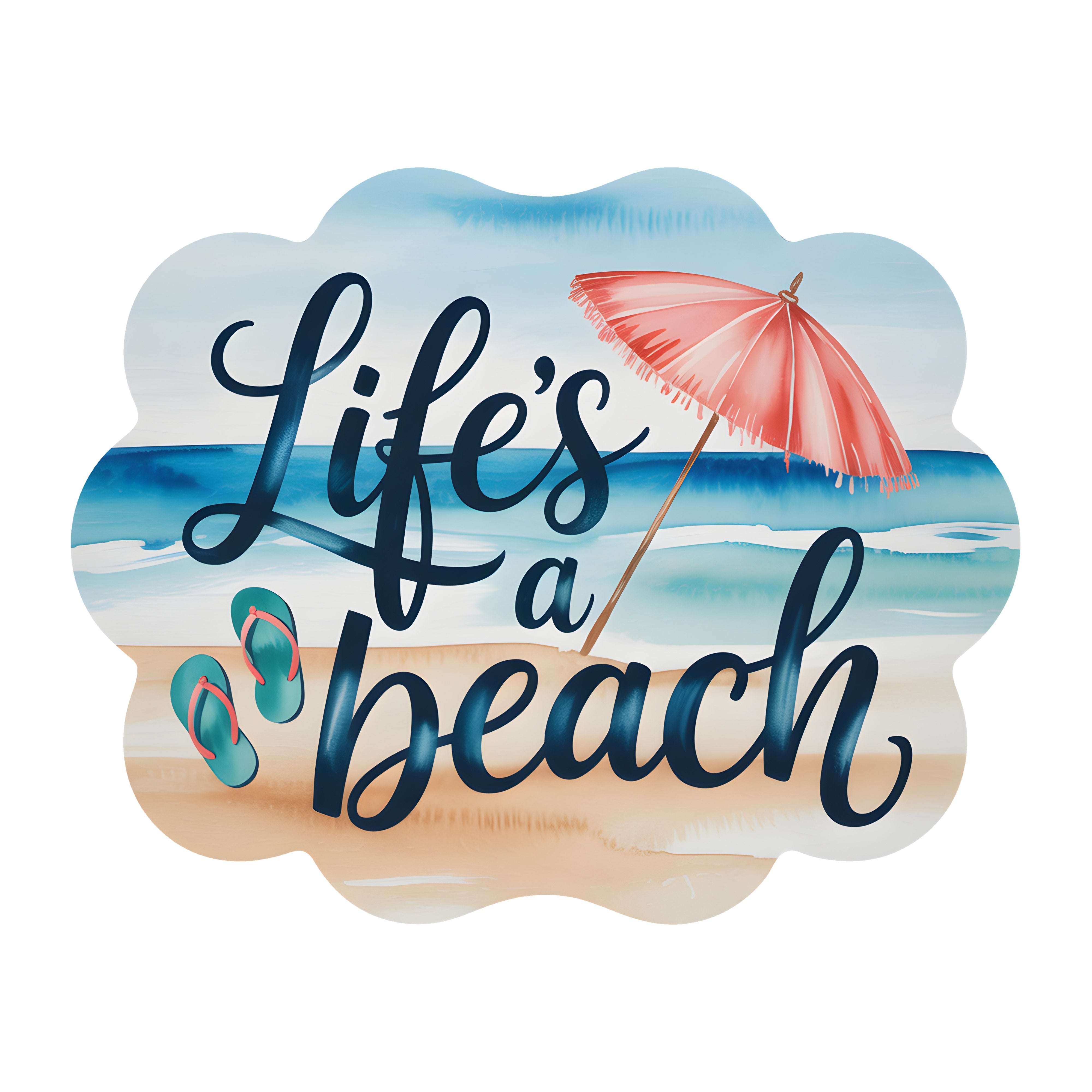 10.5" Scalloped Waterproof Sign: Life's a Beach Coastal Scene Item Number: CD1225NH-105