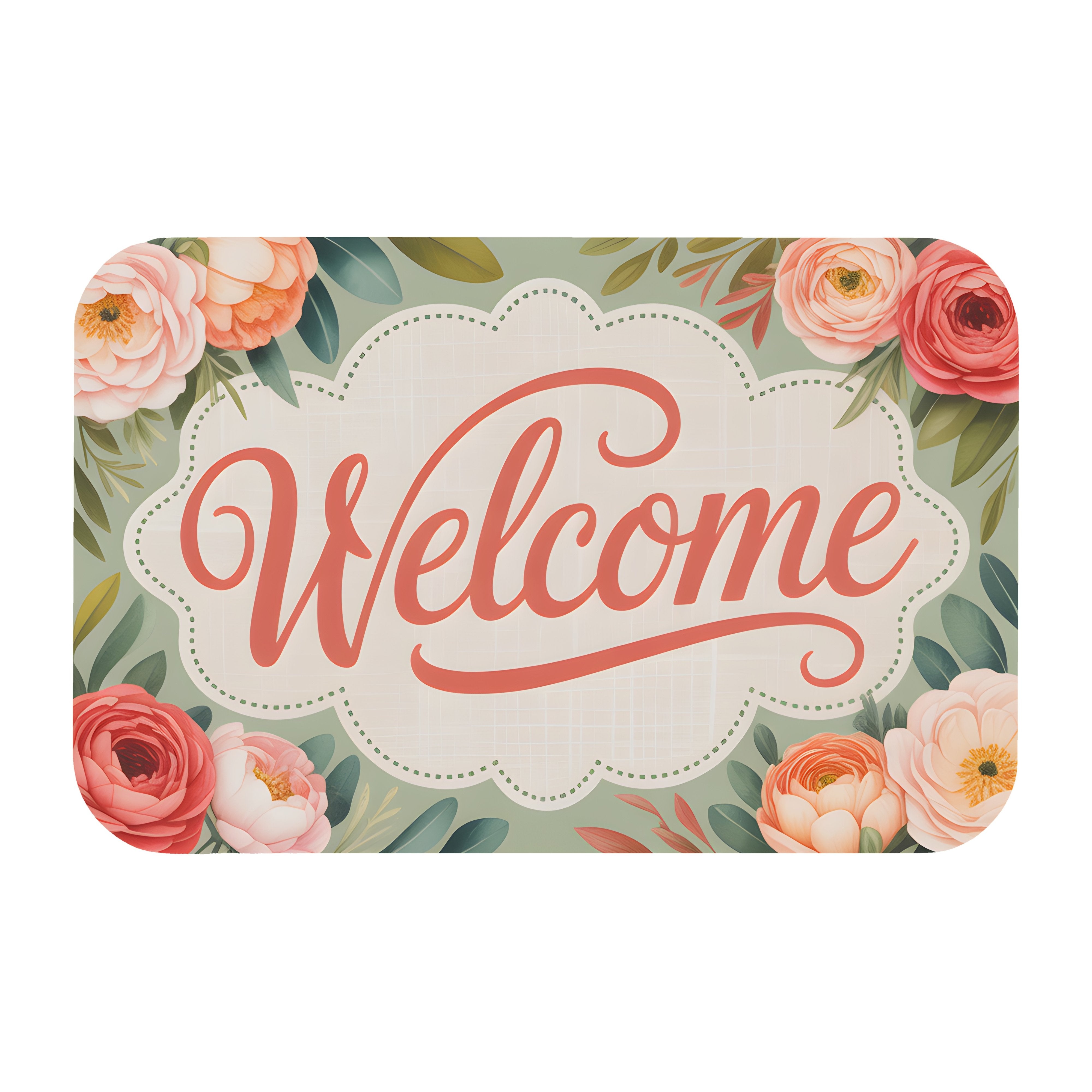 10.5" Waterproof Sign: Floral Welcome Scalloped Frame Item Number: CD1206NH-105