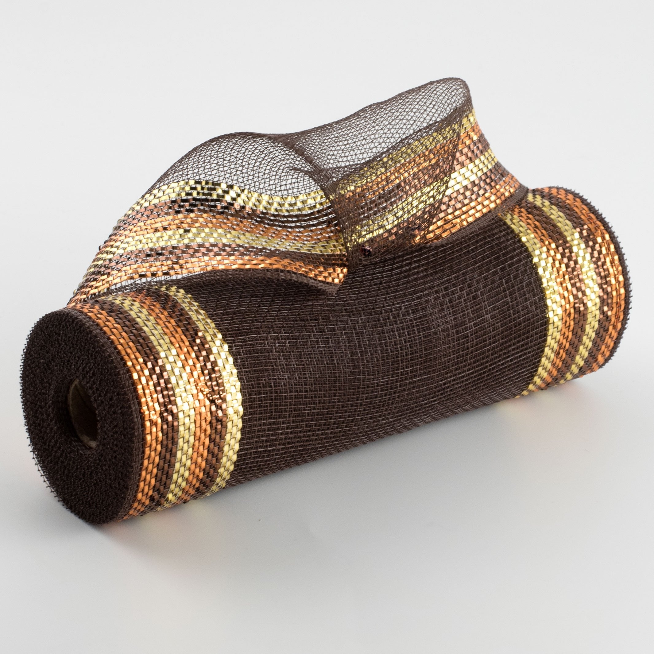 10" Border Stripe Metallic Mesh: Chocolate, Brown, Ivory Item Number: RY8504H6