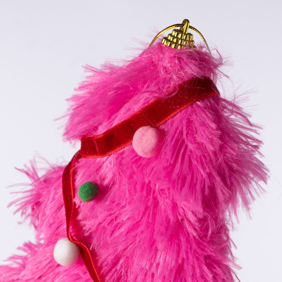 10" Furry Whimsical Christmas Tree Ornament: Hot Pink detail photo 3