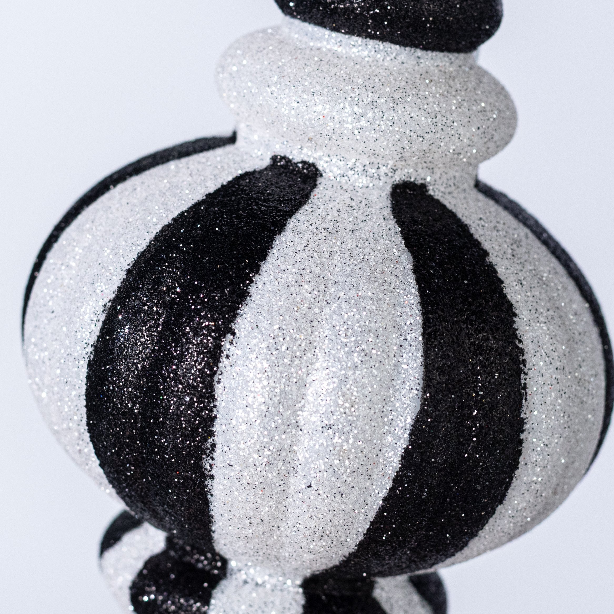 10" Glittered Finial Ornament: Black & White detail photo 3