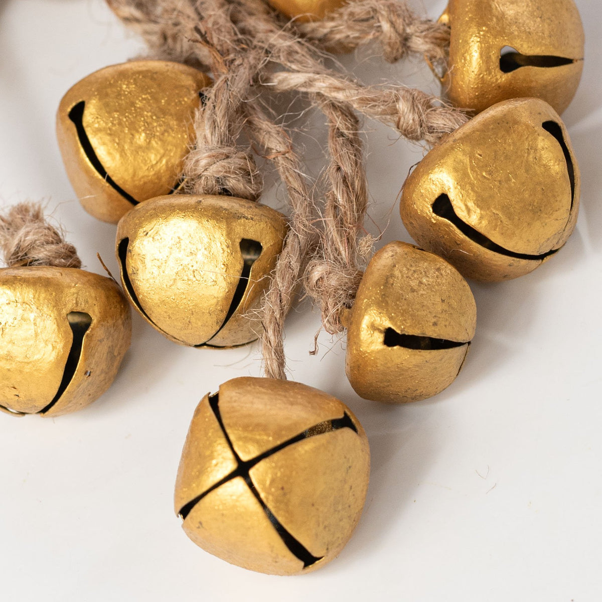 10" Hanging Jingle Bell Cluster Ornament: Antique Gold detail photo 3