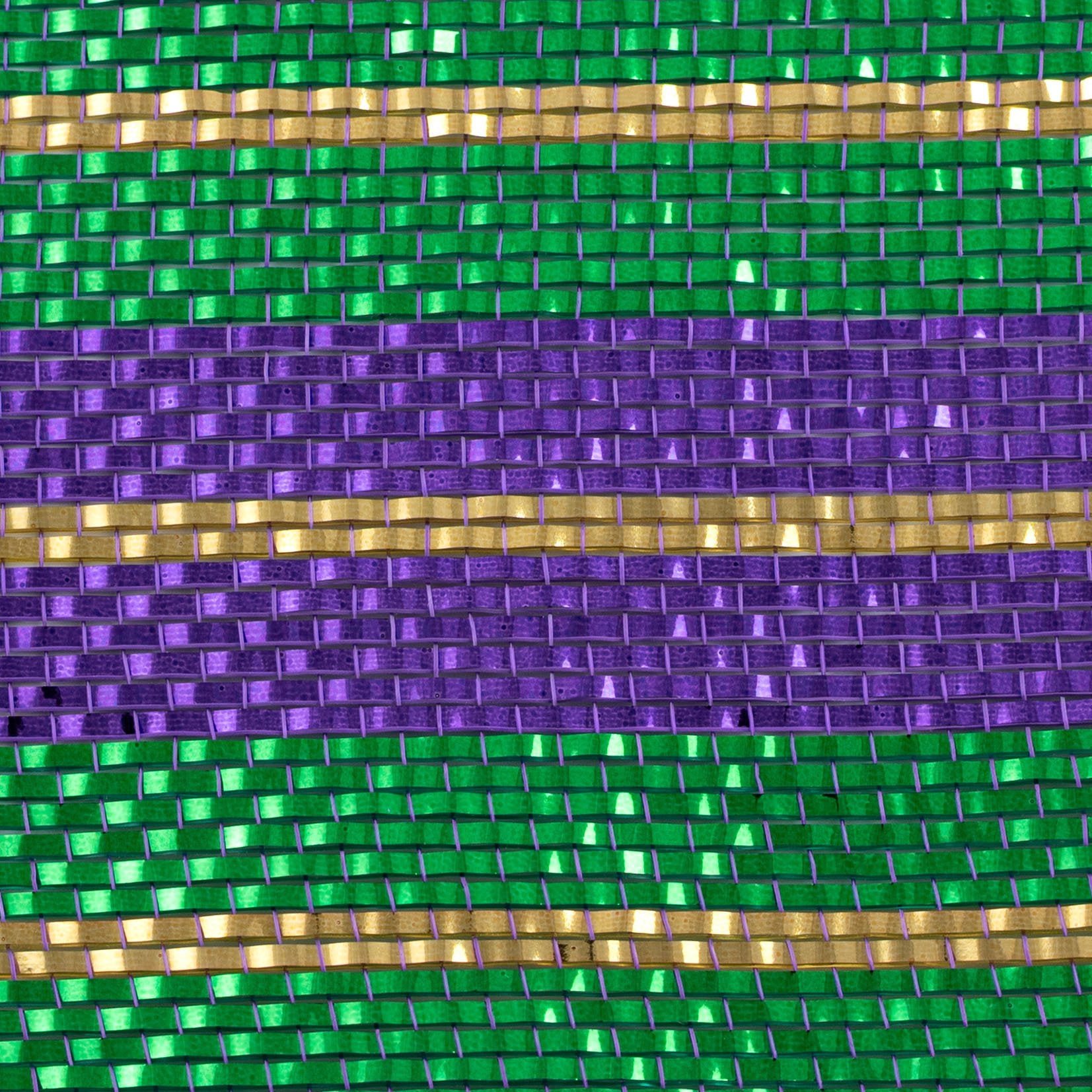 10" Premium Wide Strip Metallic Foil Stripe Mesh: Mardi Gras detail photo 3